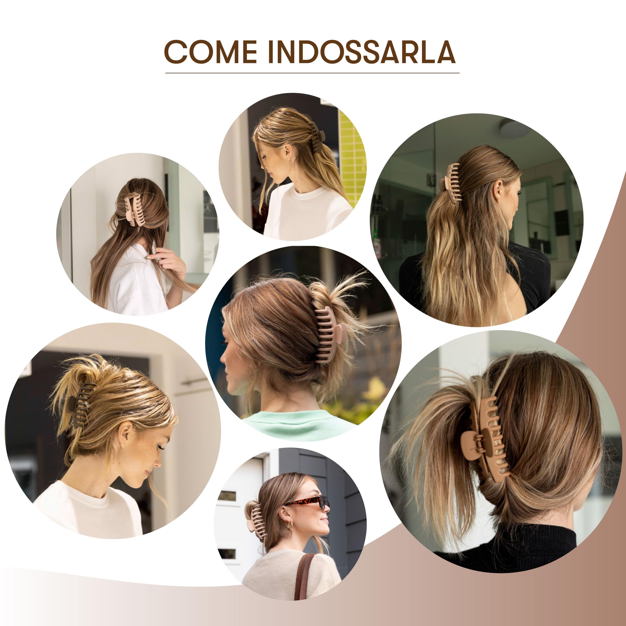FRAMAR Fermagli Per Capelli Grandi - Fermagli Per Capelli da Donna, Fermagli Per Artigli Extra Grandi Per Capelli Spessi, Neutra, Finitura Opaca Antiscivolo - Confezione da 4