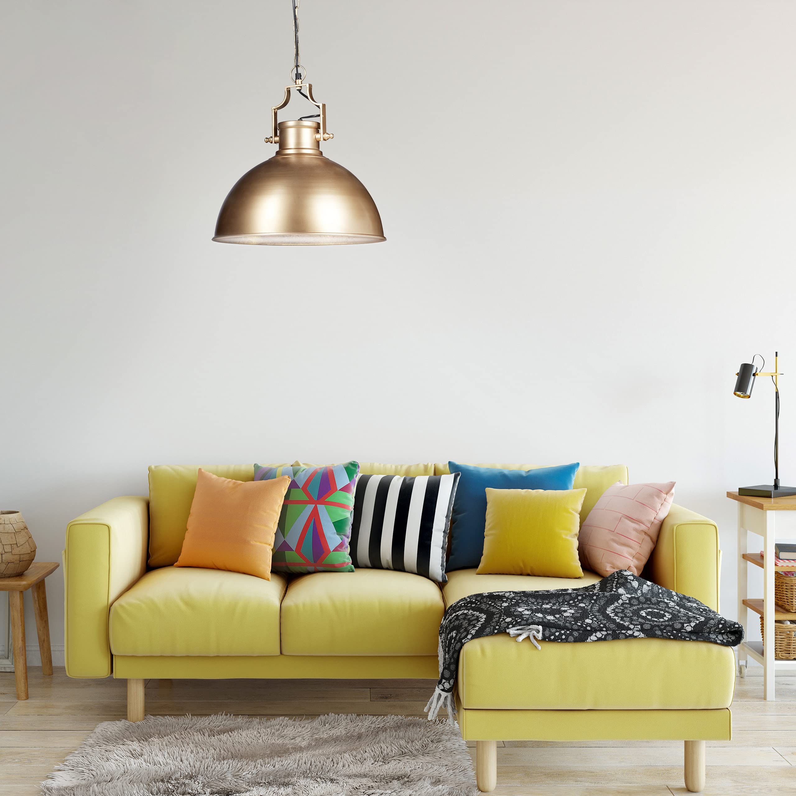 Relaxdays Industrialna lampa wisząca w stylu shabby, dekoracja do jadalni, lampa wisząca, średnica = 40 cm, złoty, metal, 40 W