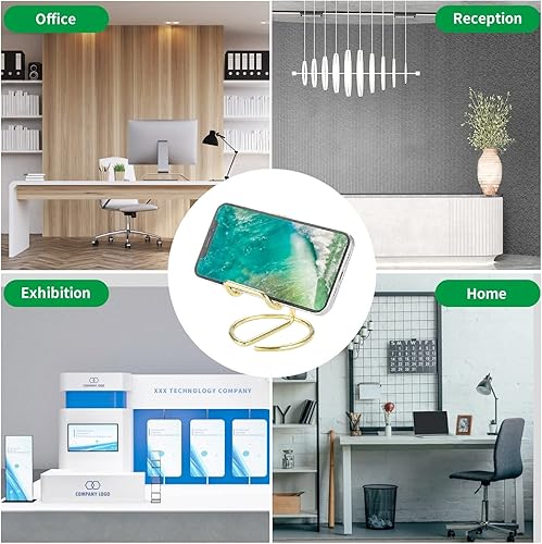 Miniatura 7 de ROSYQUARZ Soporte de teléfono celular para escritorio, soporte de metal pequeño para teléfono celular, bonito soporte dorado para teléfono celular,