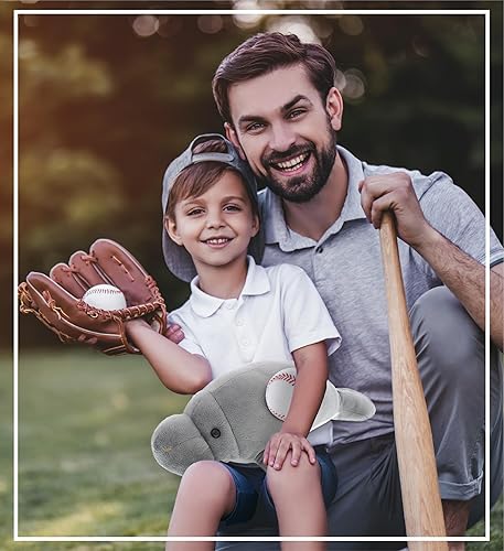 Miniatura 6 de DolliBu Animal de peluche de manatí gris con peluche de béisbol, manatí gris suave y abrazable, adorable juguete de peluche para jugar, juguete de