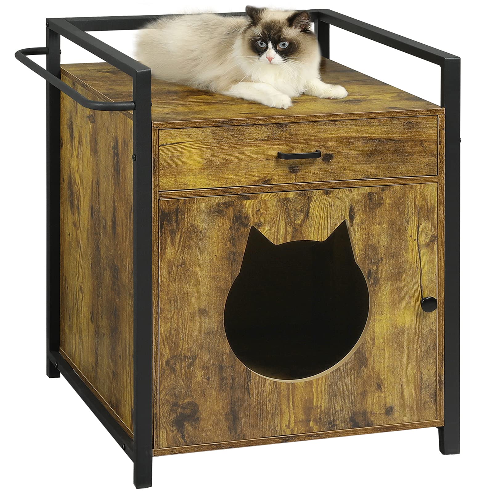 Buy MS Cat Litter Box Enclosed, Hidden Litter Furniture