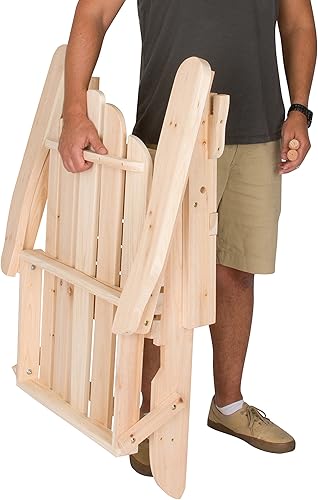 Miniatura 6 de Shine Company 4658N Marina II Adirondack - Silla plegable de madera para exteriores, para jardín, patio trasero, hoguera y cubierta, natural