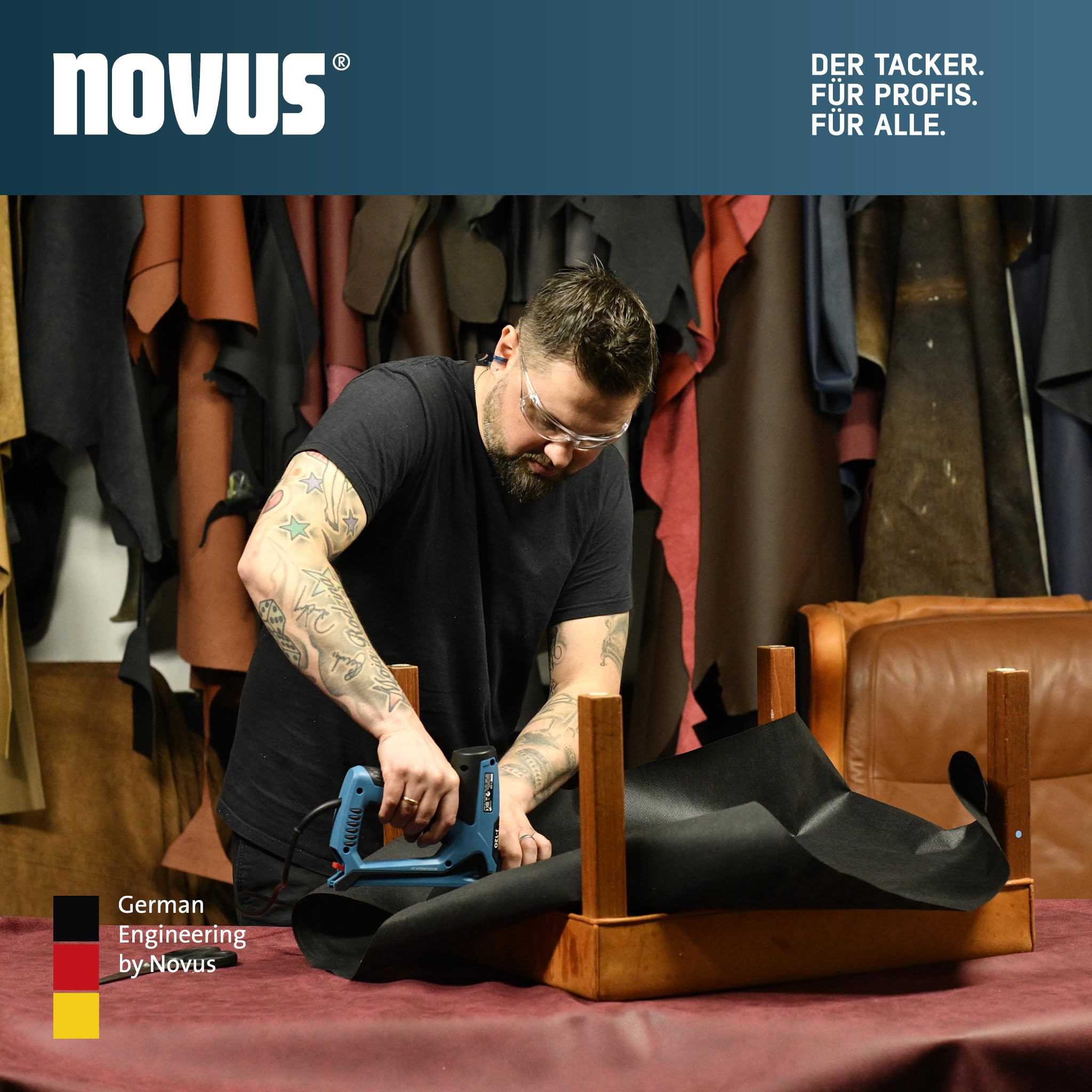 NOVUS TOOLS Elektryczny zszywacz J-120, zestaw ze 1800 zszywkami, elektryczny pistolet do zszywania drewna do mocowania materiałów i listew ozdobnych │ do zszywek z cienkiego drutu 6-14 mm i gwoździ