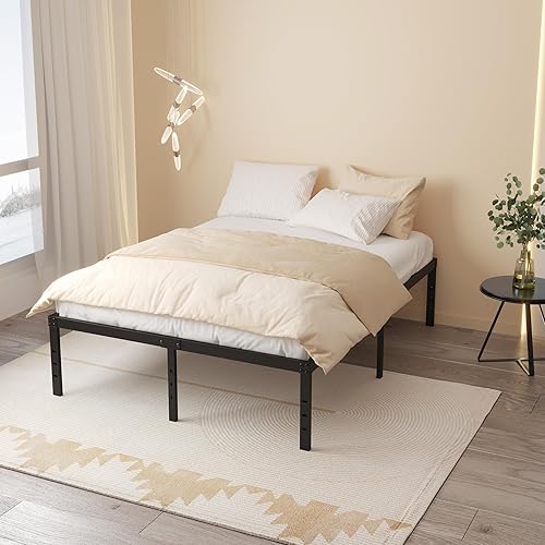Miniatura 6 de Marco de cama Queen de 20 pulgadas, no necesita somier, base de cama de metal resistente con plataforma Queen de hasta 3000 libras, fácil montaje,