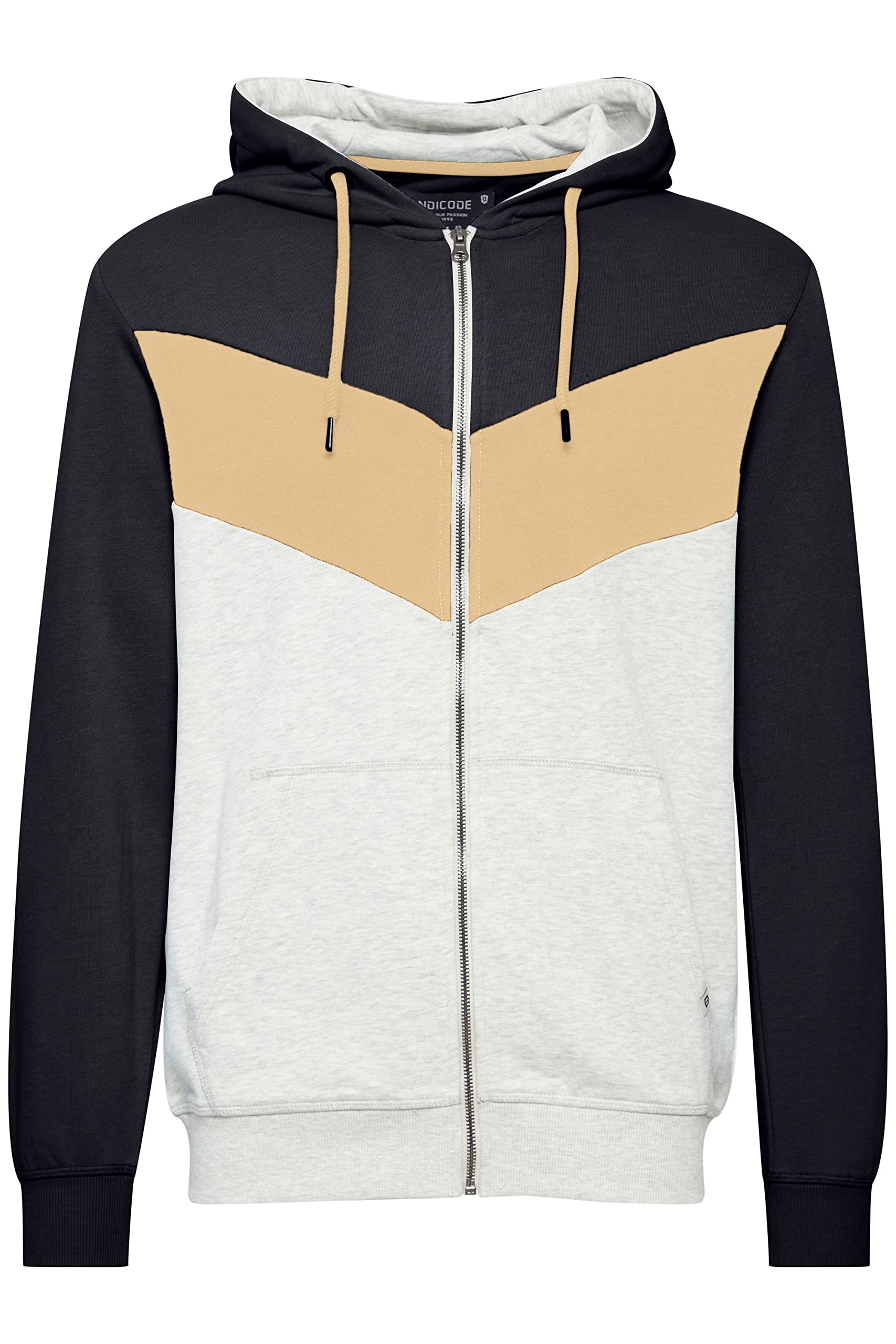 Indicode IDPock Herren Sweatjacke Kapuzenjacke Hoodie mit Kapuze und Reißverschluss Color Block Design
