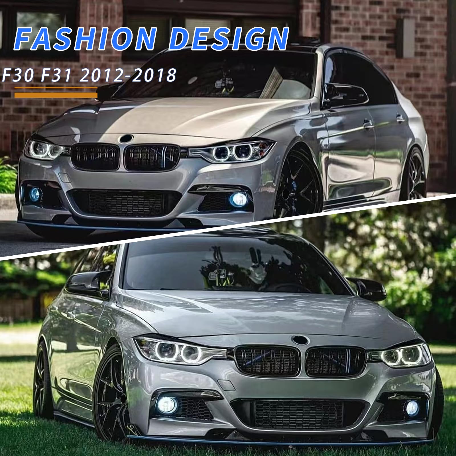 F30 F31 F35 Griglia Anteriore per BMW Serie 3 A Doppio Rene Frontali Griglia Di Ricambio per Auto ABS Nero Lucido per BMW 3er 2012-2019 318d 320d 330d 320i 328i 335i (For 3er F30 2012-2018)