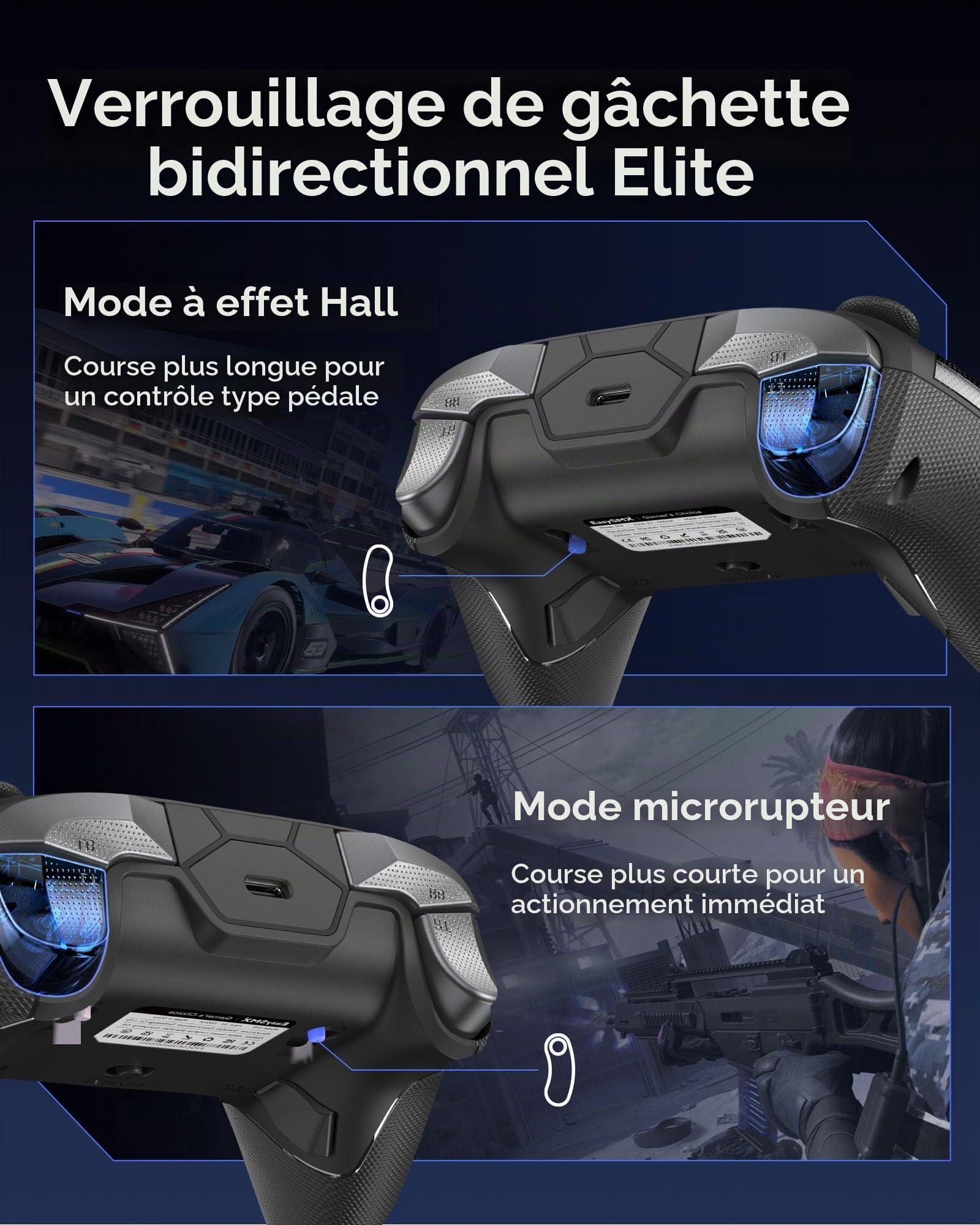 EasySMX Manette PC sans Fil, Contrôleurs Switch 2 avec RGB, Noir Jaune