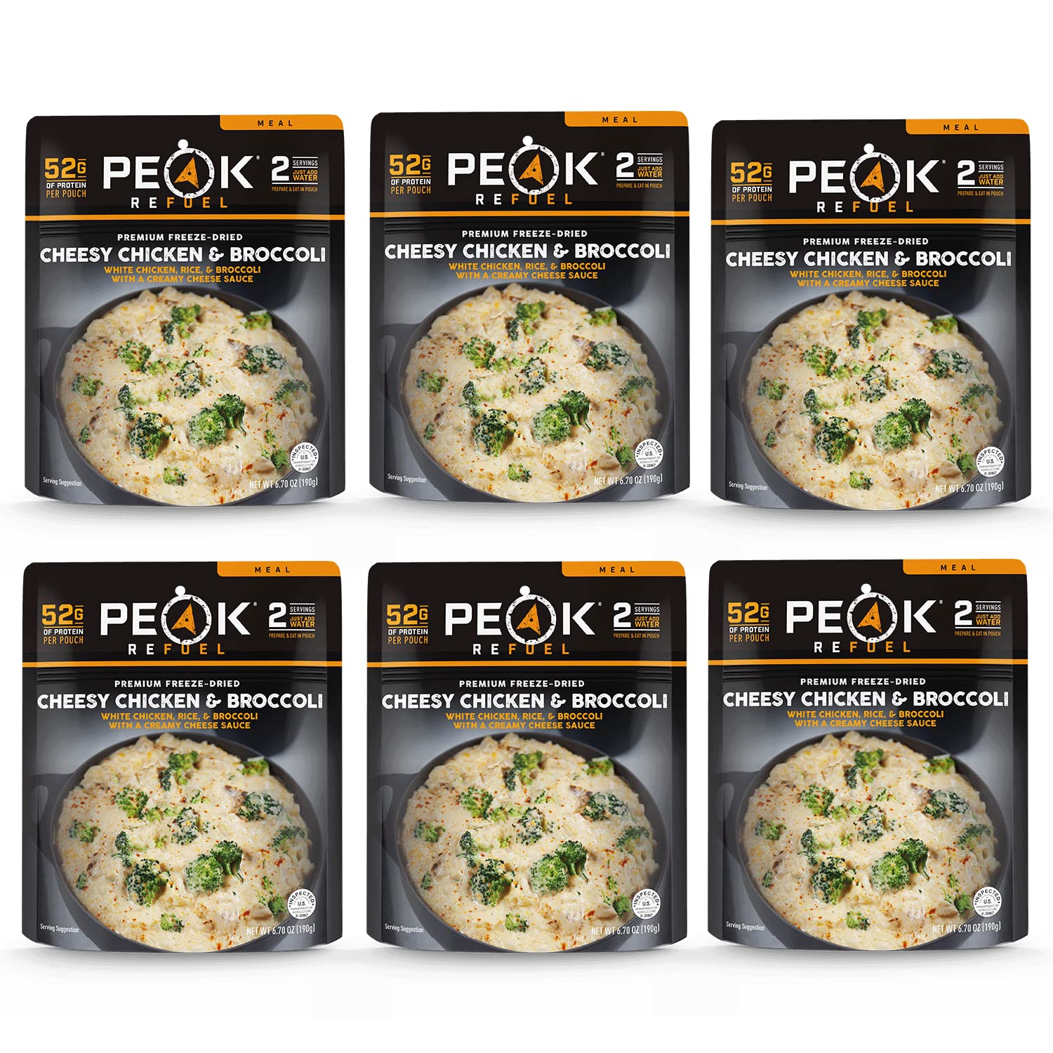 Peak Refuel Cheesy Chicken & Broccoli | 2 Serving Pouch | Freeze Dried Backpacking and Camping Meals | Amazing Taste | Quick Prep Food
