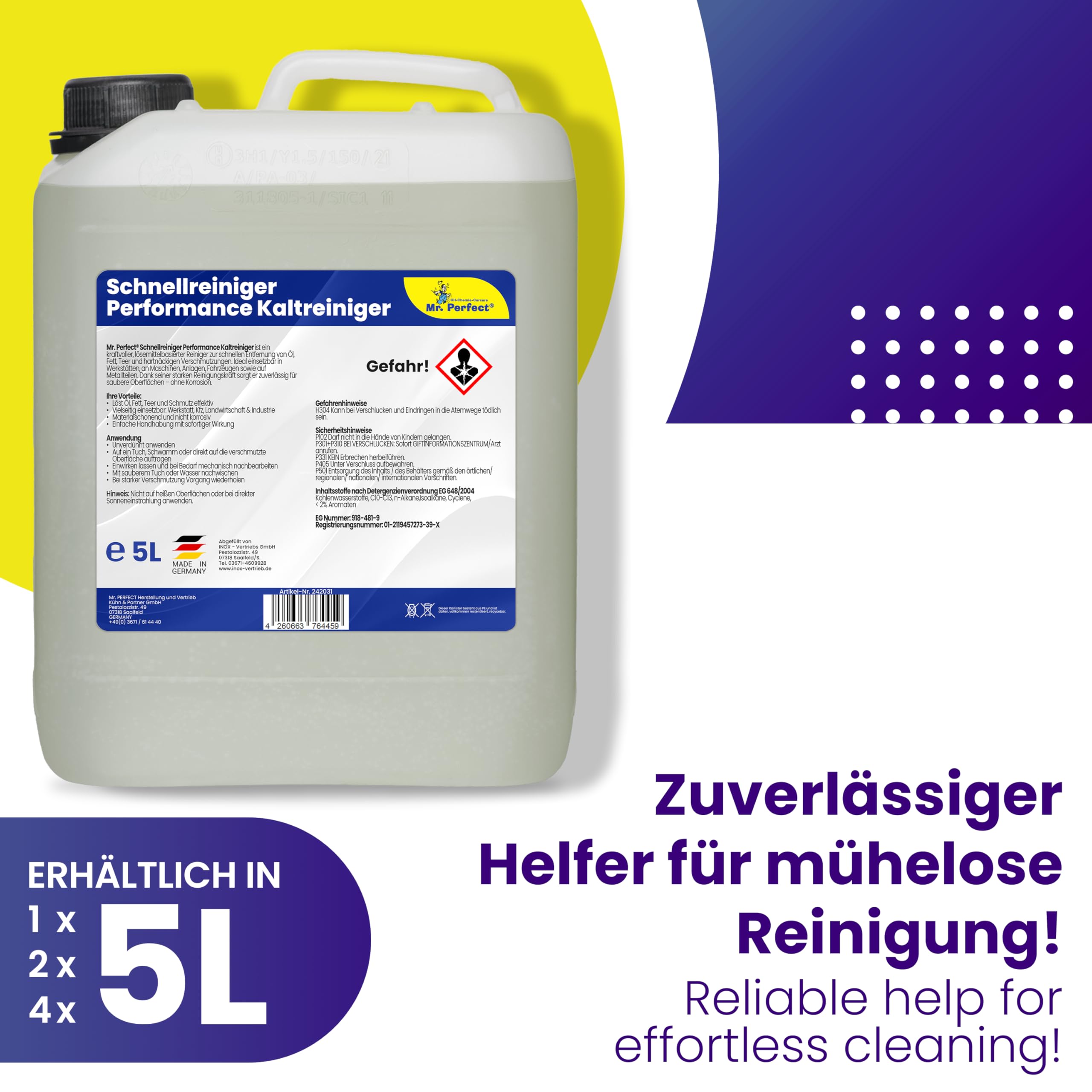 Mr. Perfect® Nettoyeur Rapide Performance pour les résidus de graisse et d'huile, 5L