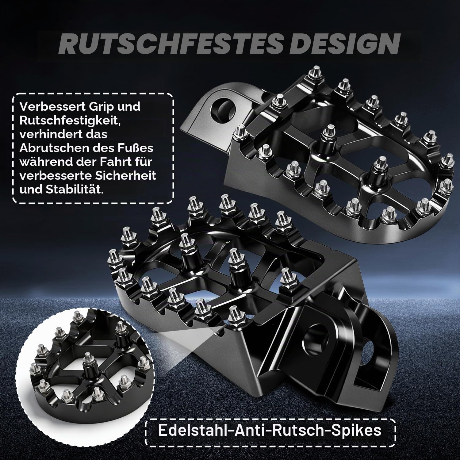 Motorrad Fußrasten für 50/65/85/125/150/250/400SX 250SXS/SXS-F/EXC/MXC/EXC-G/SX-F/EXC-F/XC/XC-F 450SX-F/EXC/XC-G/SX/SXS/SMR/EXC-G/MSX-G 525EXC/EXC-G/MXC-G/SX/SMR/XC-G Schwarz