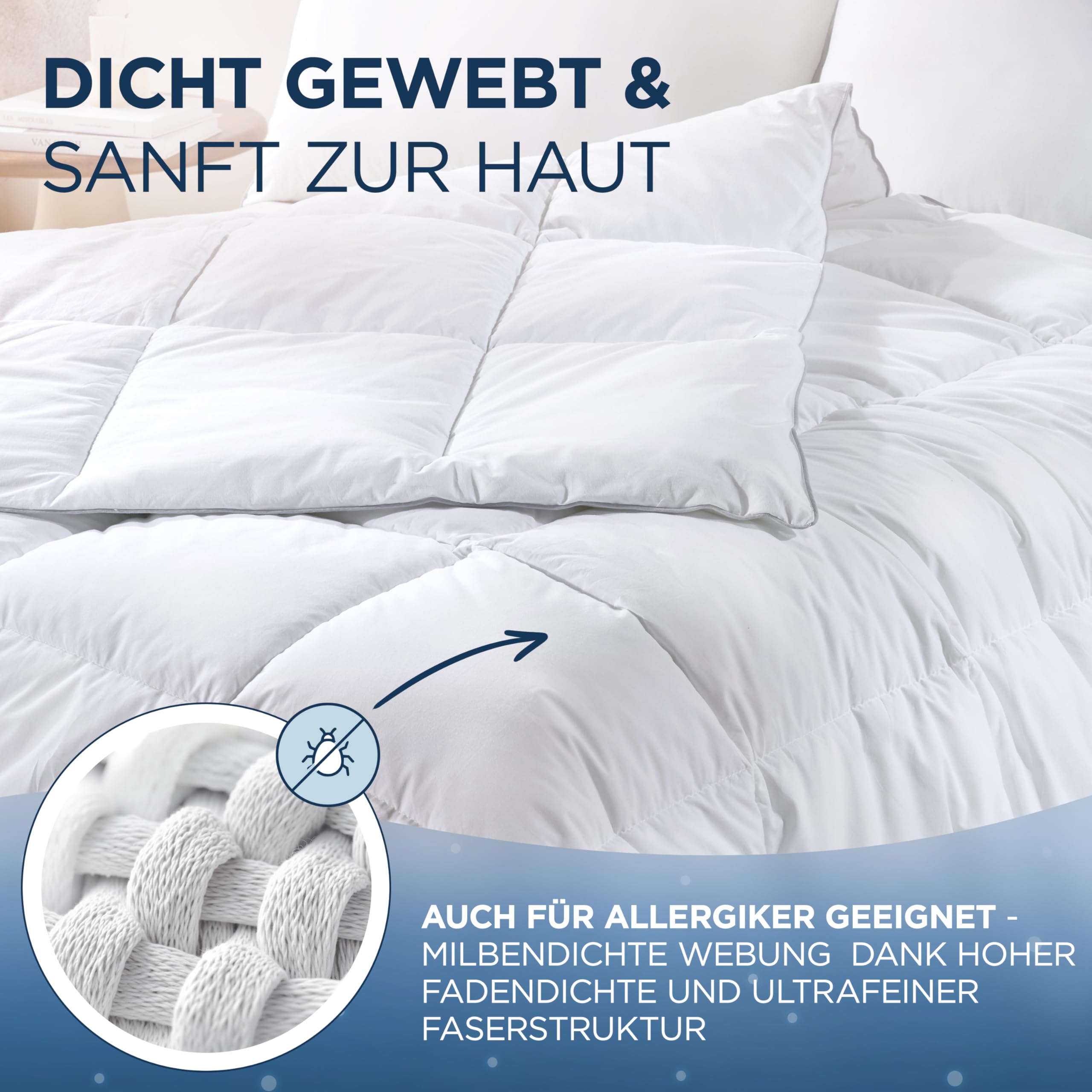 Samthus Premium Winterdecke 200x200cm - Oeko-Tex und Dermatest zertifizierte Bettdecke- kuschelige Schlafdecke Zudecke mit Aussenhülle aus 100% Baumwolle - warme Steppdecke - Winter Blanket Duvet