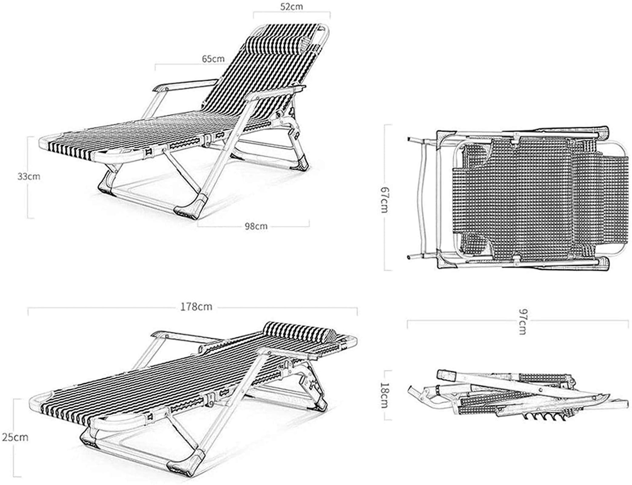 ADITAM Ligero Ligero Tumbona Sillas de jardín Plegables Juego de 2 Silla de Gravedad Cero, Silla reclinable Plegable Gravedad Cero Tumbona de jardín, Oficina Hogar Balcón Siesta Ocio Siesta Gris Fo