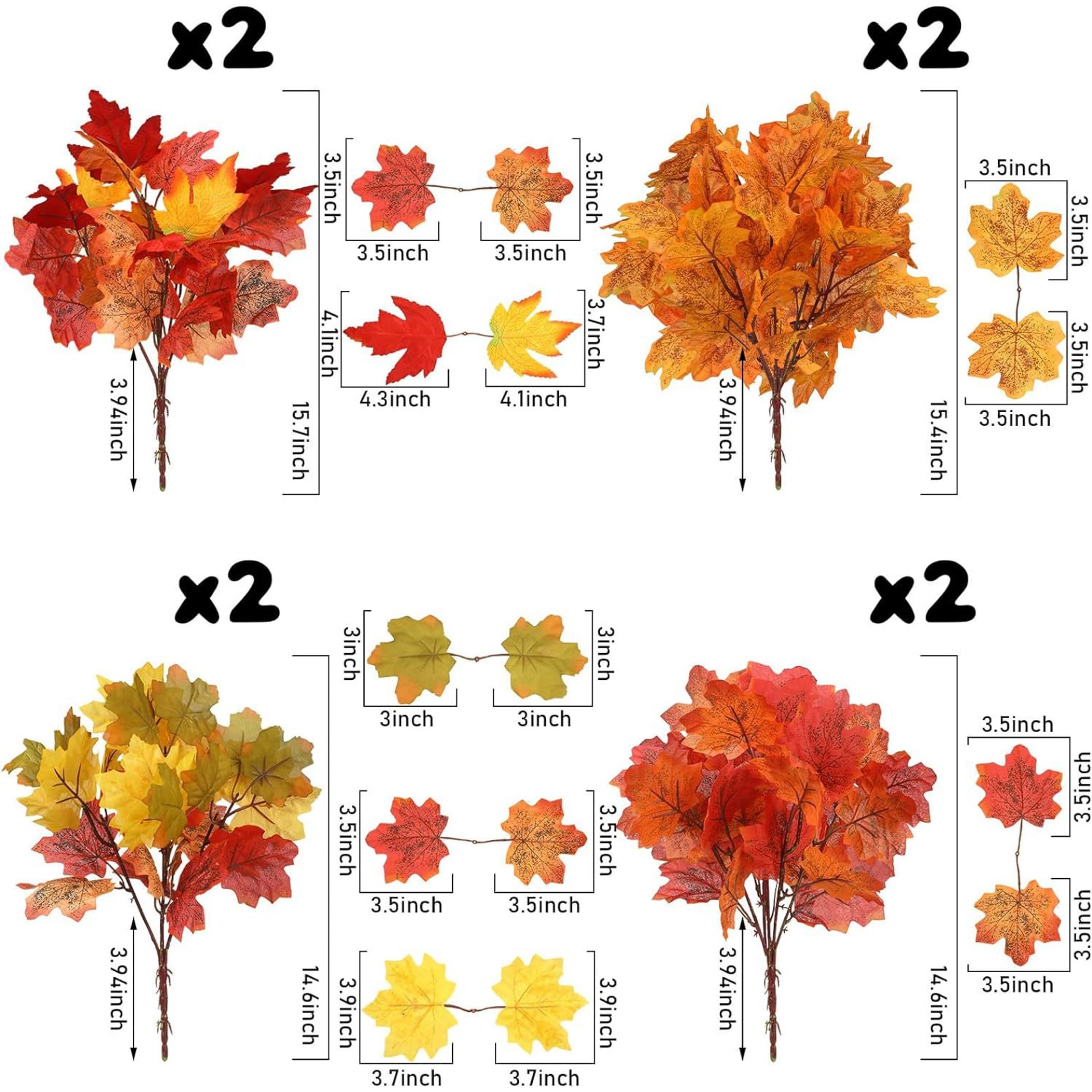 Steli di foglie autunnali da 8 pezzi, fogliame autunnale caldo e realistico