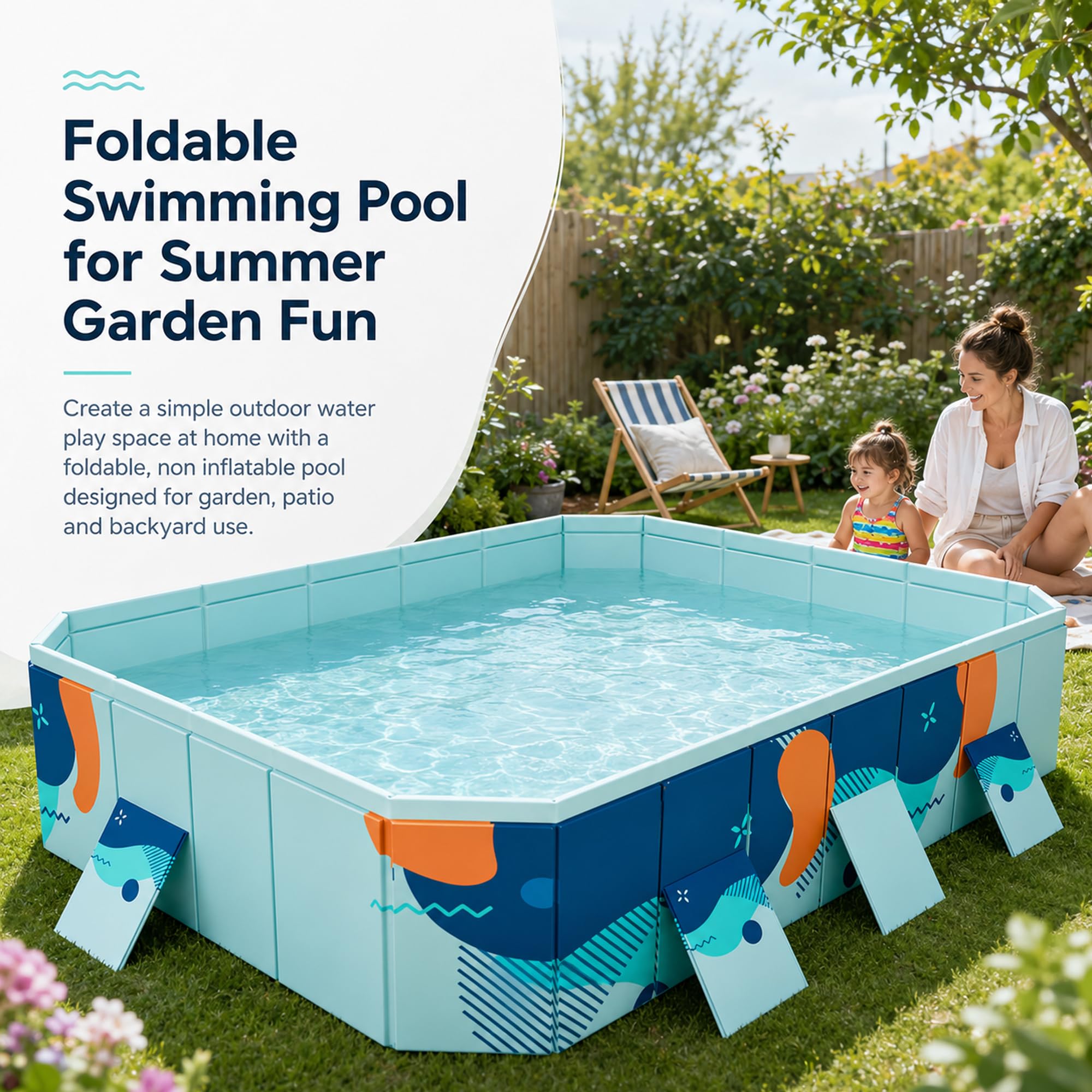 Piscina plegable de plástico duro para adultos, baño portátil no inflable para el jardín trasero, juguete de agua durable del PVC para la diversión al aire libre de la familia, fácil drenaje y almacen