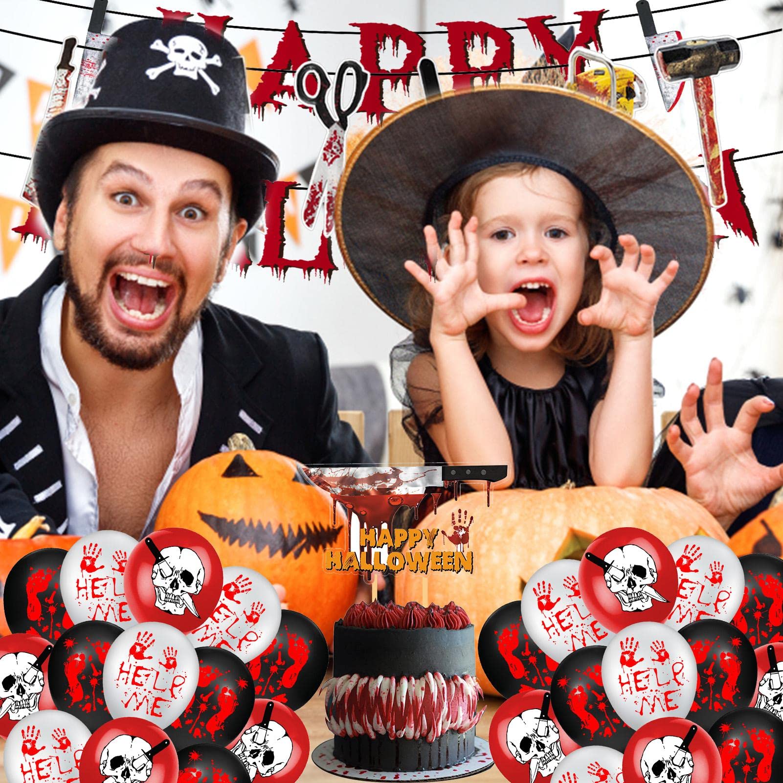 5 Ballons d'halloween,bannière Ballon Happy Halloween - Décoration Ballons d'halloween pour Les faveurs Fournitures fête à la Maison, Ballons fête d'halloween