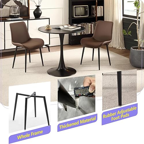 Miniatura 7 de seonyou Juego de 4 sillas de comedor tapizadas de piel sintética de mediados de siglo, cómodas sillas de comedor con marco de metal