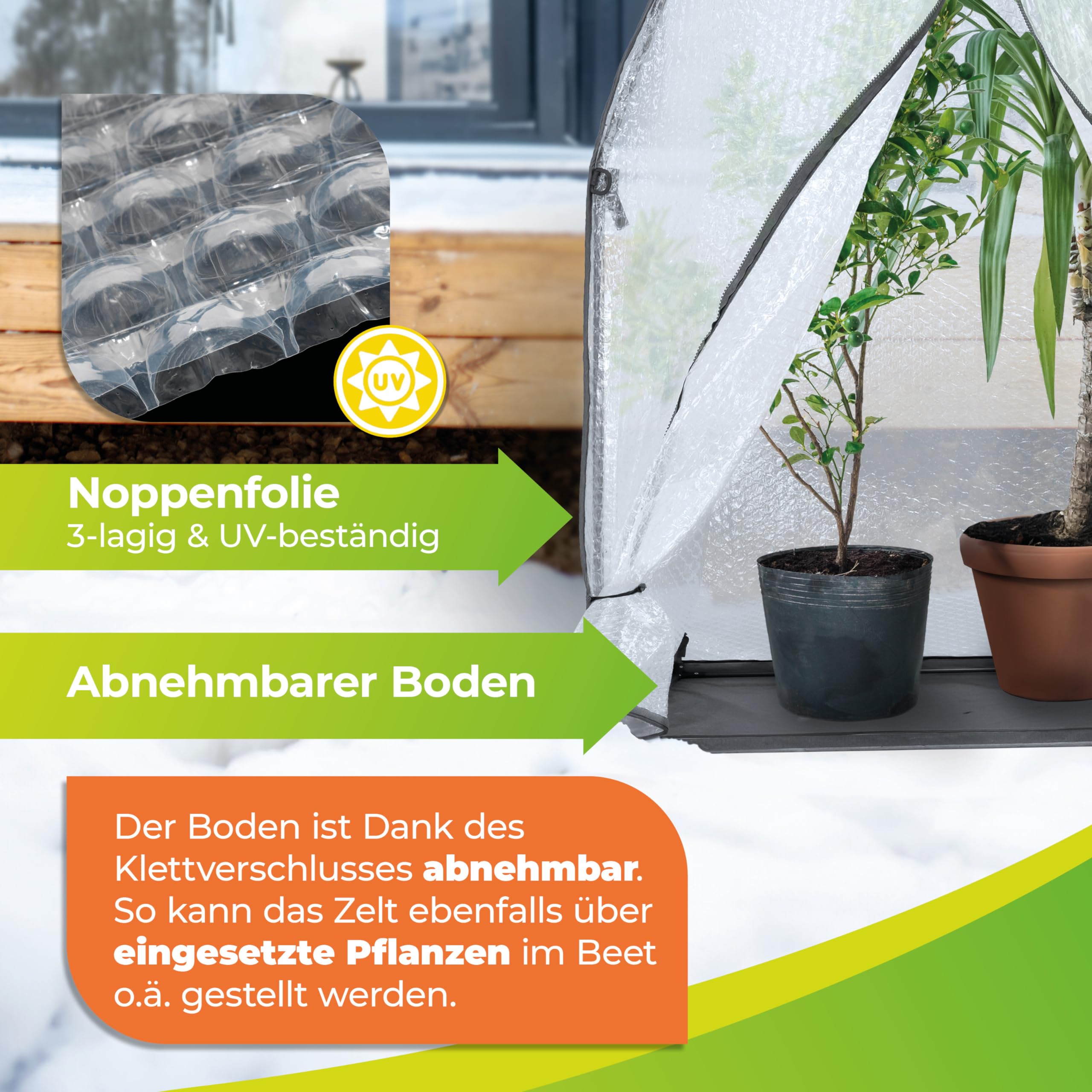 Bio Green ICEDOME Überwinterungszelt für Pflanzen 3-lagig UV-beständig B 120 x T 120 x H 183 cm