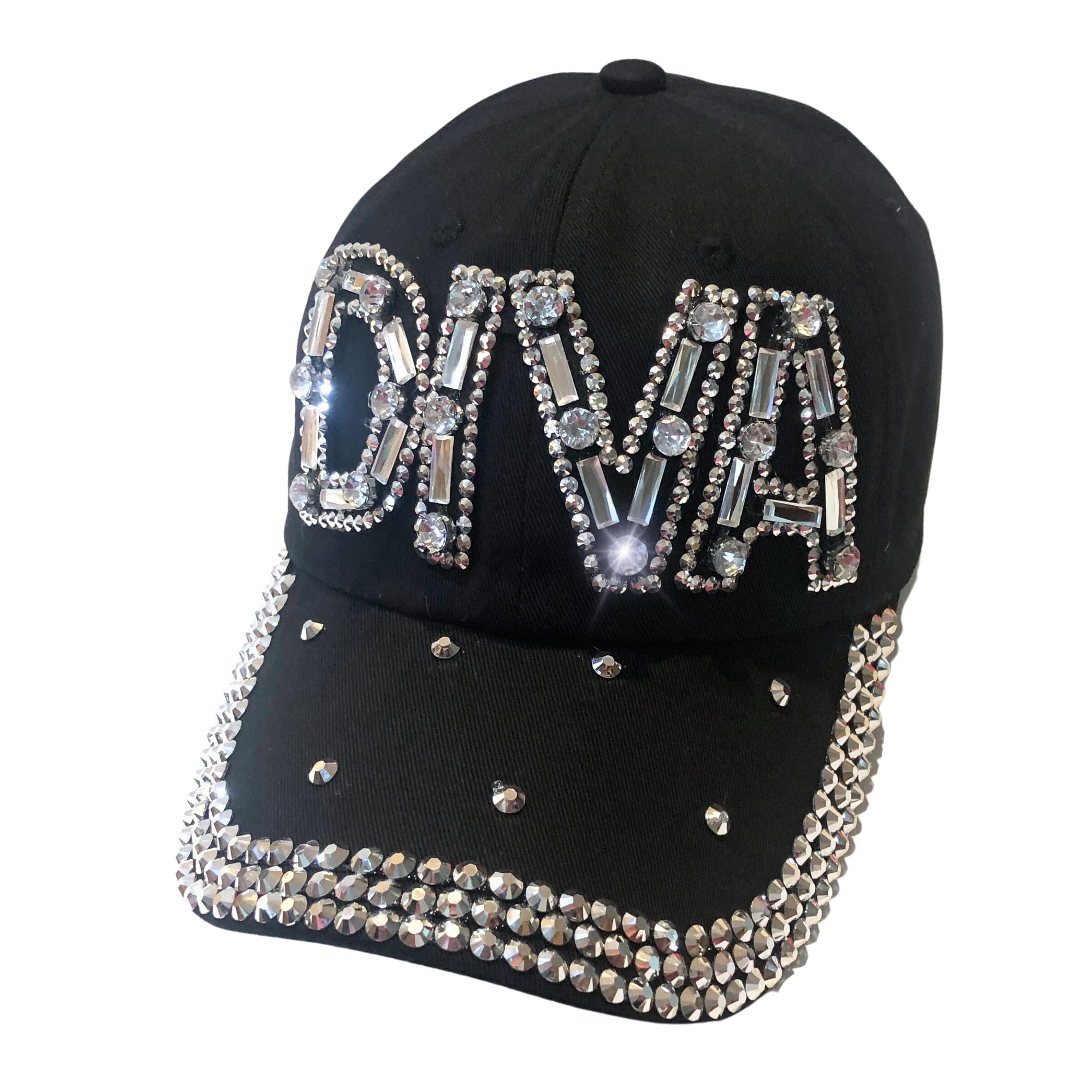 Popfizzy Rhinestone Diva Hat for Women, Bedazzled Queen Gifts, Bling Hats for Women Trendy, Sparkly Princess Accessories, Diva Hat (Black), One Size