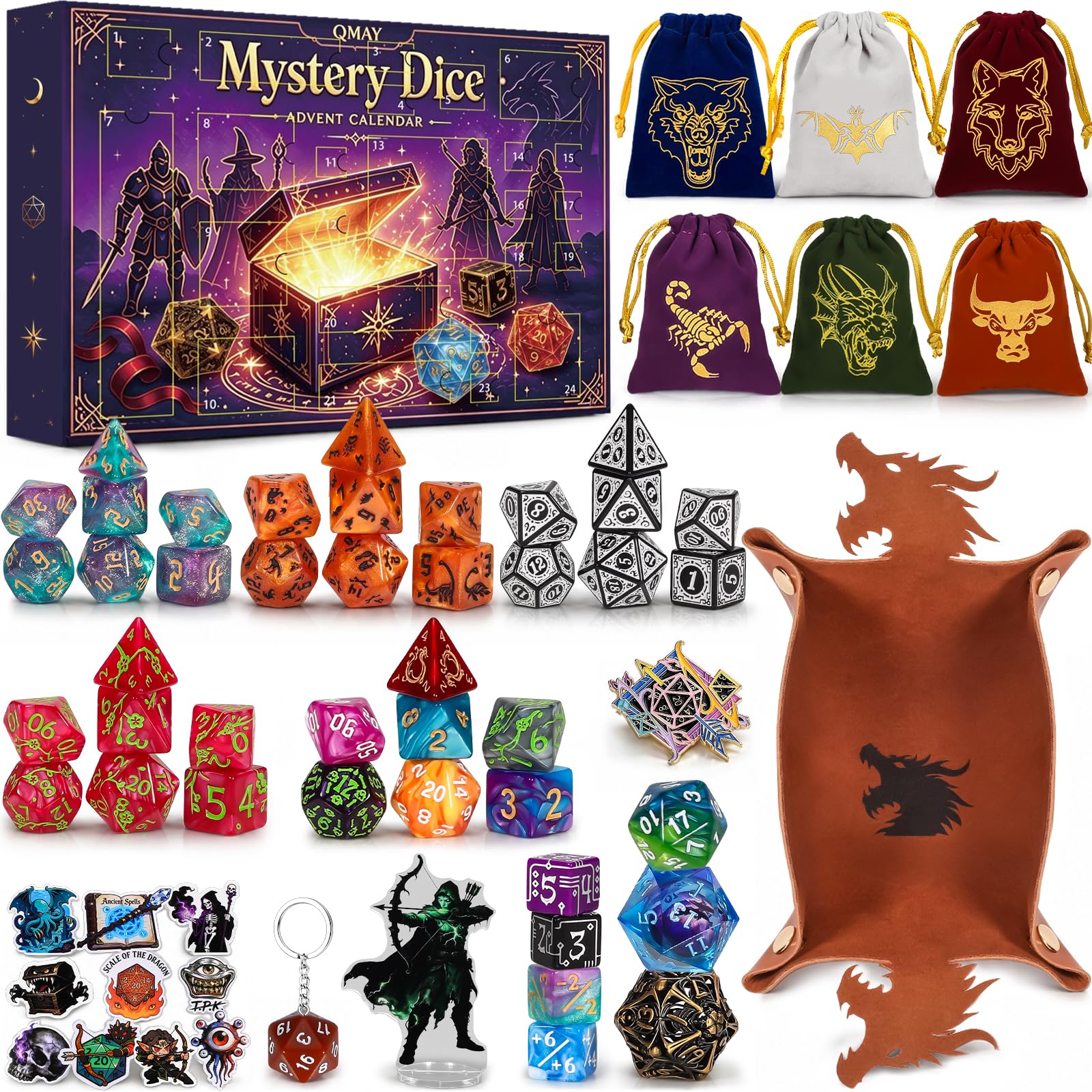 QMAY Mystery Dice, Christmas Advent Calendar 2026 for D&D Gifts (52 PCS)