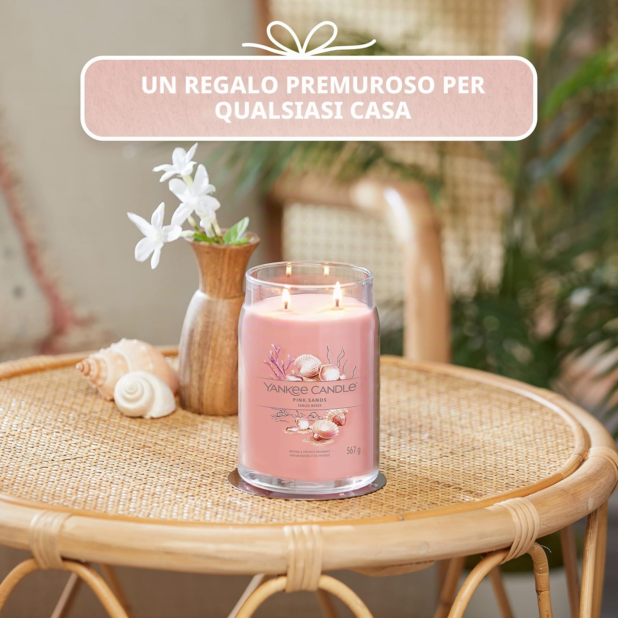 Yankee Candle Signature candela profumata, Sabbie Rosa in giara grande, Candele di miscela di cera di soia lunga durata