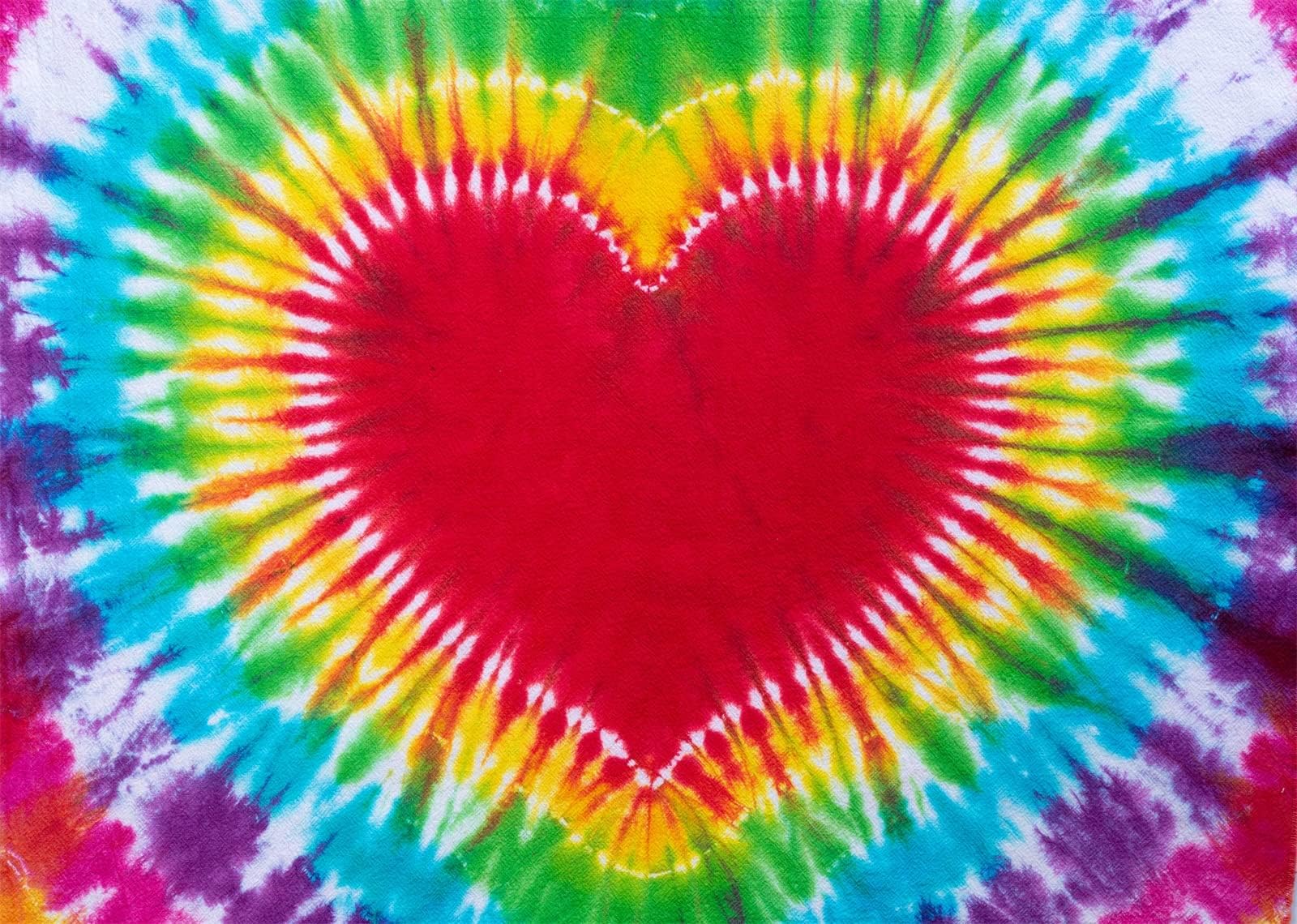 BELECO 7x5ft Fabric Tie Dye Heart Backdrop Rainbow Heart Love LGBT Background Colorful Tie Dye Theme Birthday Party Decorations Backdrop Groovy 60s