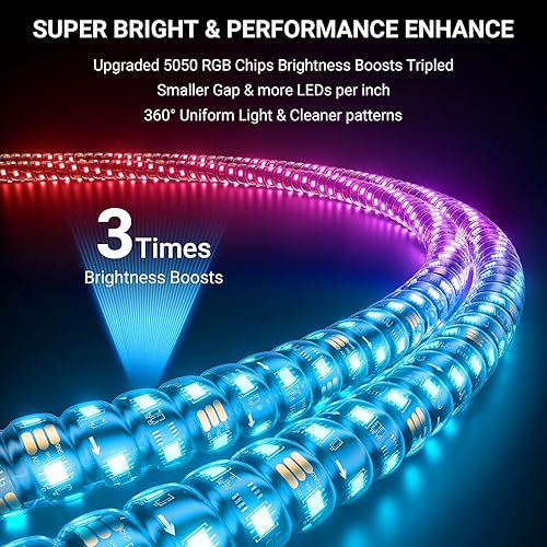 Miniatura 2 de 2 luces de látigo de 4 pies para UTV ATV con base de resorte, luz LED triple más brillante con interruptor basculante y 6 banderas, látigo de antena