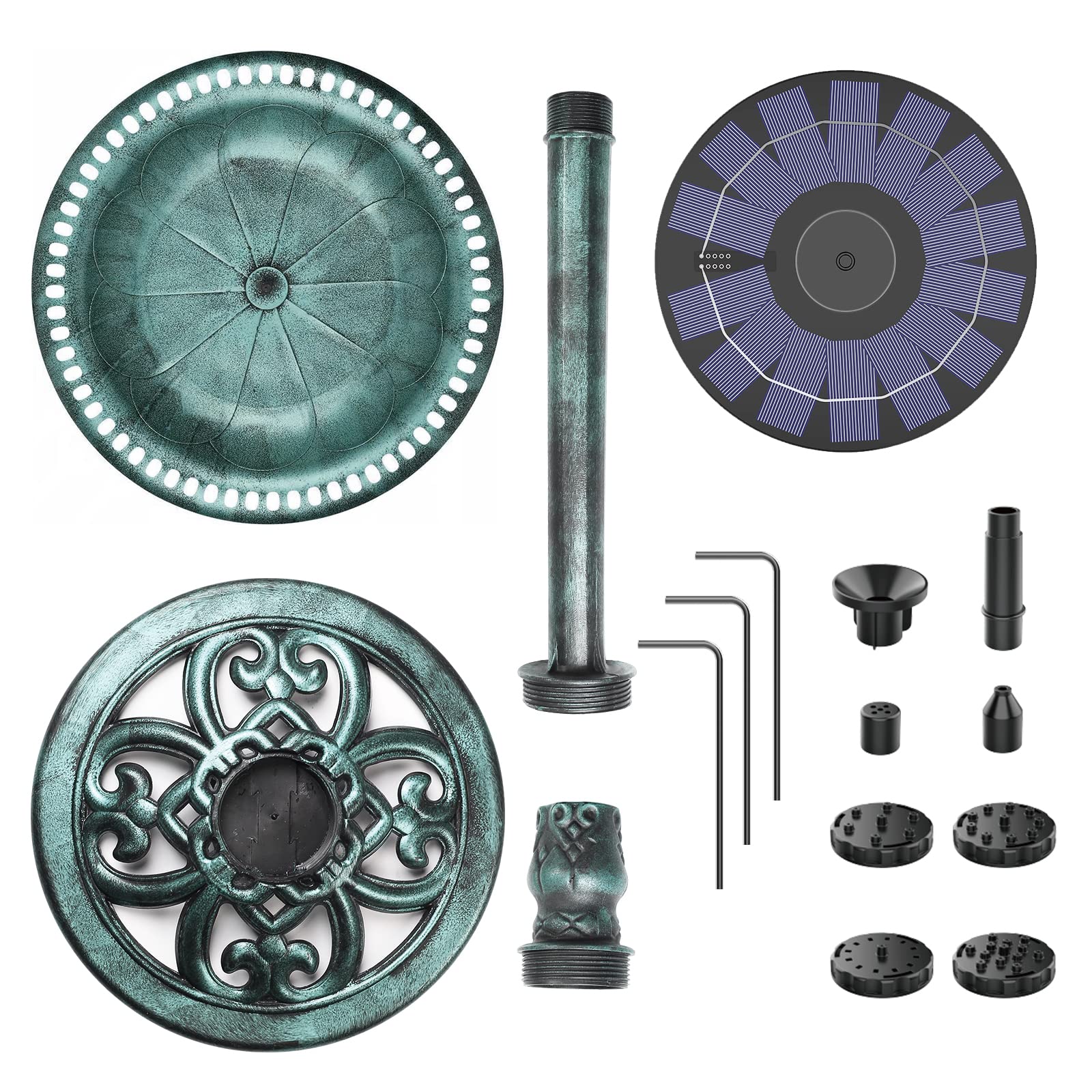 AMZtime Abbeveratoio per uccelli a energia solare, resistente all'inverno, con fontana solare da 2,5 W, per esterni, abbeveratoio per uccelli selvatici, abbeveratoio per uccelli, giardino (verde)