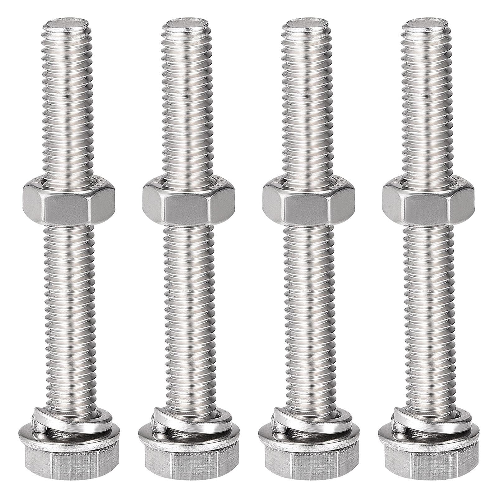 TOP-VIGOR 4Pcs M8 x 60mm Hex Head Screws Bolts, Nuts, Flat & Lock Washers Kits