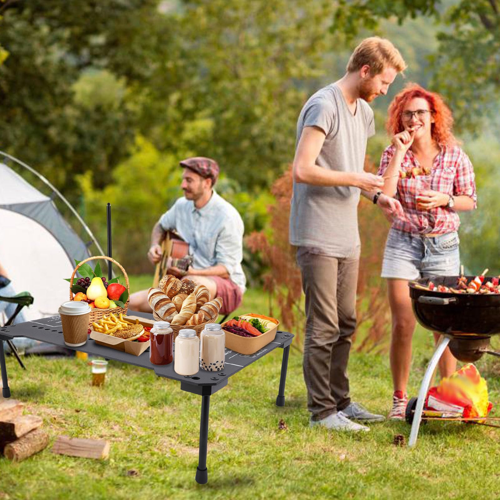 Folding Camping Table,Liftable Foldable Multifunctional Portable IGT Modular Table for Outdoor Barbecue