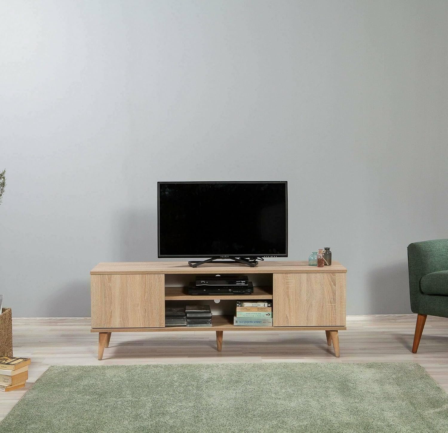 Dmora Decrux TV Stand for Living Room TV, Low Living Room