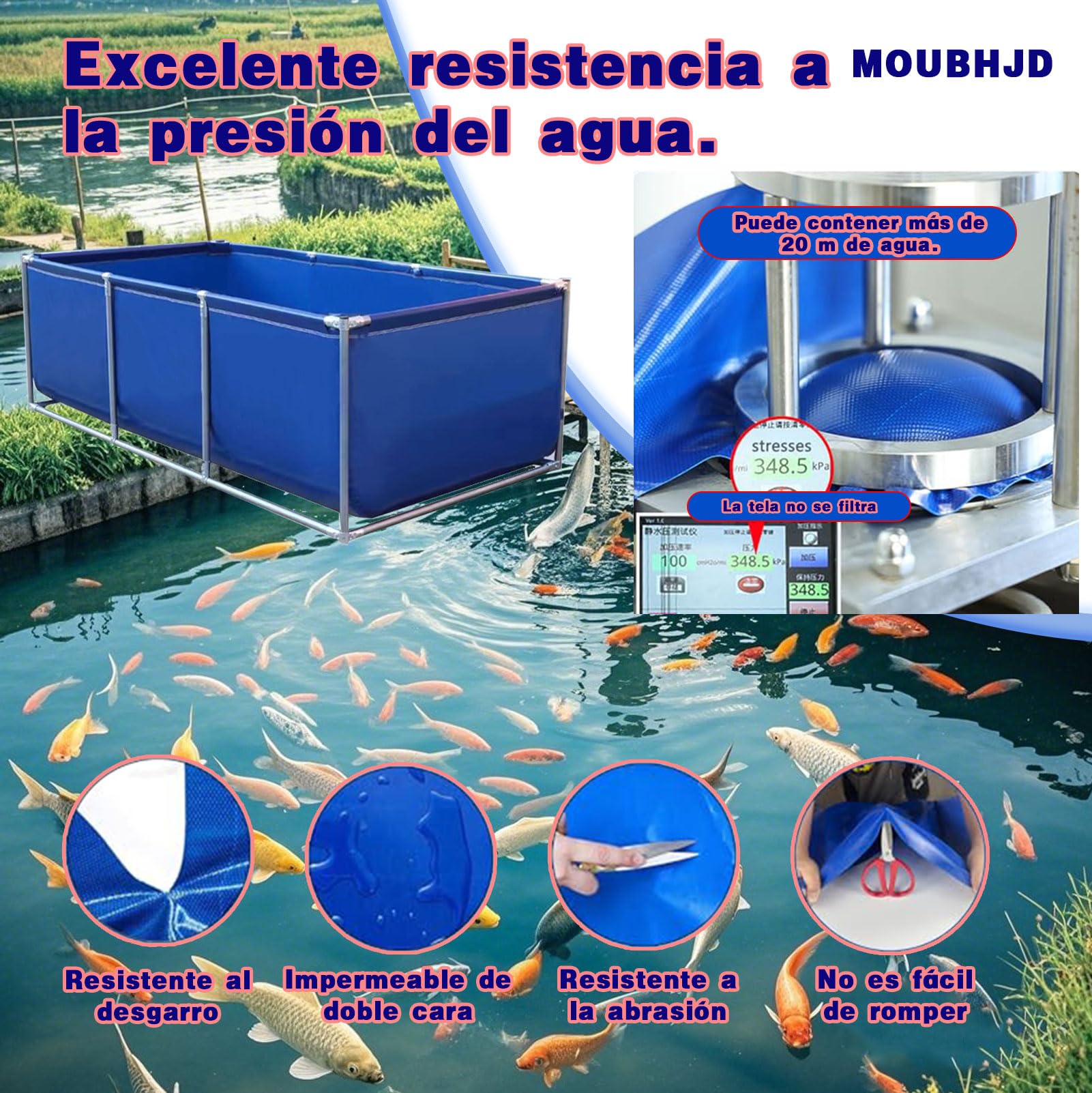 Acuario Grande De PVC/Lienzo,Genérico Estanque de Acuario Grande para Interior,Piscina Ornamental con válvula de Drenaje,para criar koi,riego,Almacenamiento de Agua（tamaño:L200xW150xH40cm