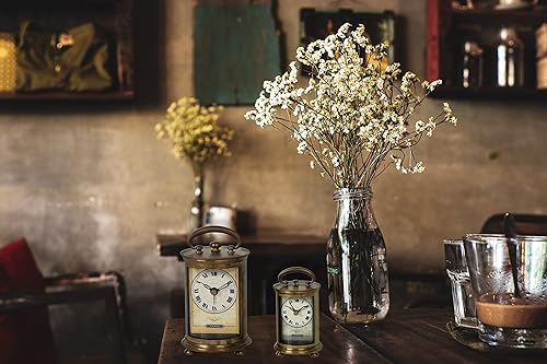 Miniatura 6 de JUSTIME Reloj despertador de mesa analógico coleccionable de latón macizo para regalo, decoración del hogar, funciona con pilas (grande)