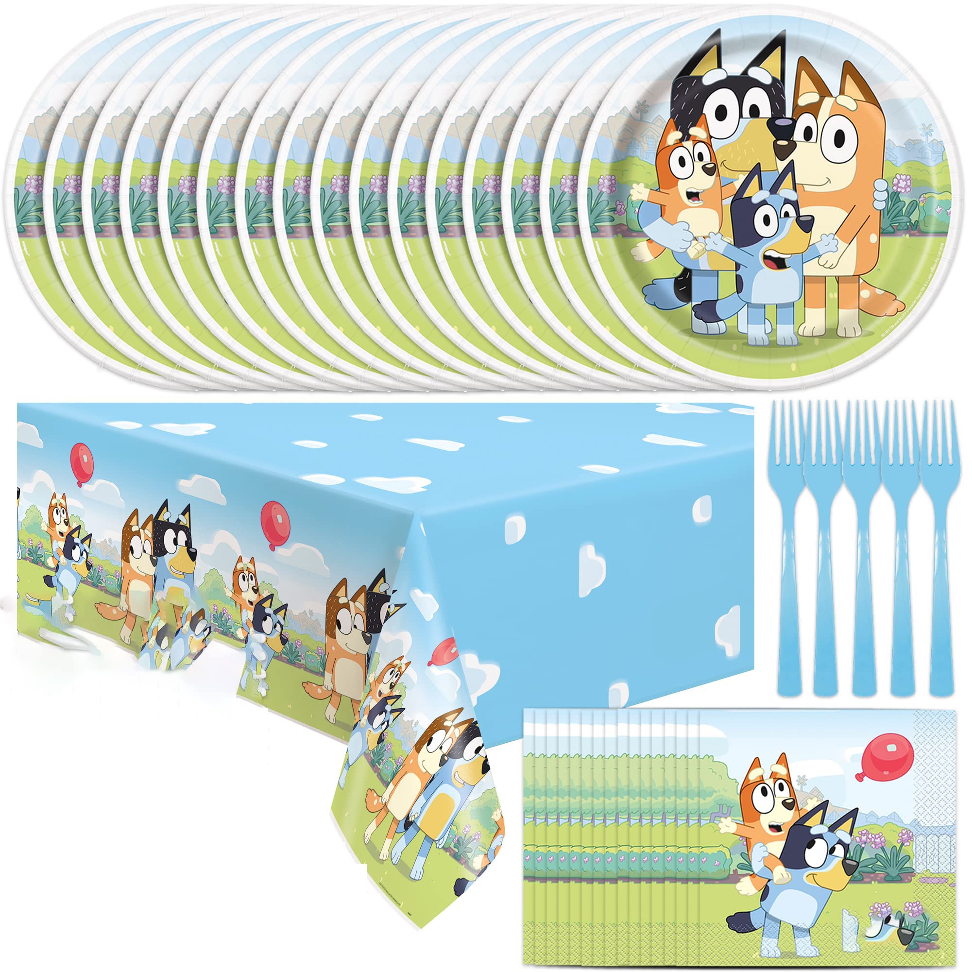 NALACAL Birthday Party Supplies, Theme Party Decoration, Birthday Table Cover, Plates, Forks, Paper Napkin Set for Boys and Girls Guests