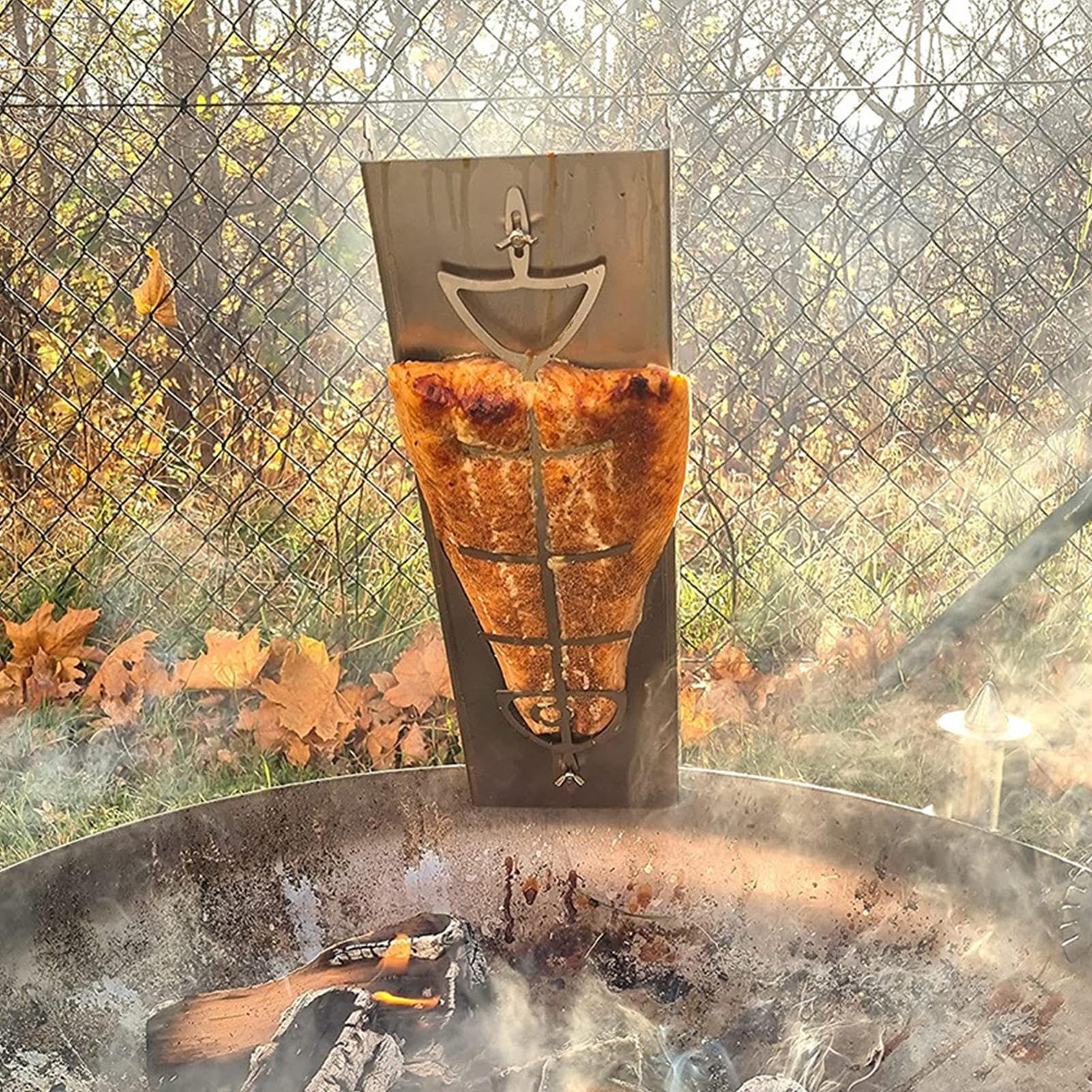 Uchwyt do łososia na ogniu bezpieczna gładka deska do akcesoria BBQ | Przenośny Płaski Uchwyt Do Łososia Płomień Naczynia kempingowe wędkarsko-piknikowe patio i
