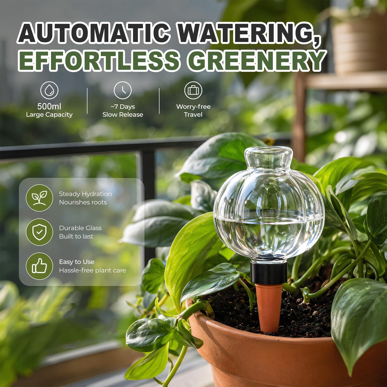 Bewässerungskugeln, 6 Stück Pflanzen Bewässerung, 500ML Selbstbewässerung Bewässerungskugel, Automatische Transparente Pflanzenbewässerung von Zimmer Gartenpflanzen und Balkon