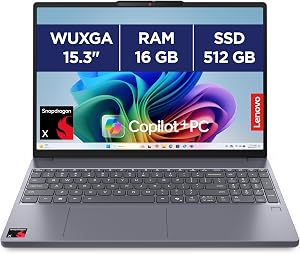 Lenovo IdeaPad Slim 3 15Q8X10 – Ordinateur Portable 15.3” WUXGA Copilot+ (Snapdragon X X1-26-100, RAM 16Go, SSD 512Go, Qualcomm Adreno, Windows 11 Home) Clavier AZERTY Français – Gris