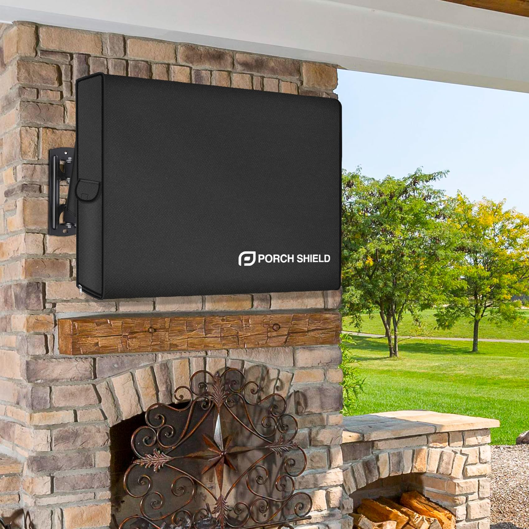 Porch Shield Housse de protection complète pour TV d'extérieur de 40 à 43" – Protection complète contre les intempéries pour TV LCD, LED, compatible avec supports muraux et supports (noir)