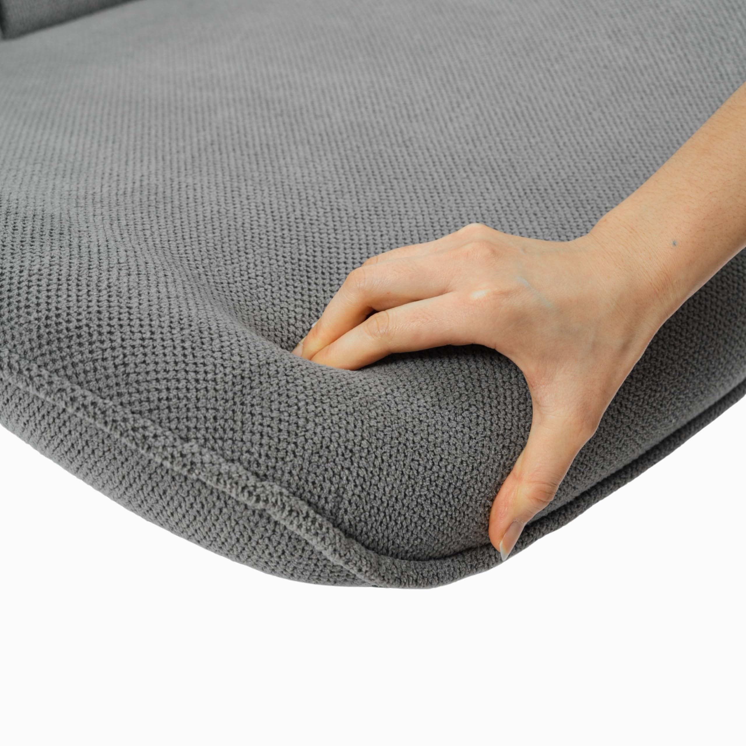 Sillón Giratorio Moderno con función reclinable, cojín de Asiento de Tela, Base de Metal, Gris
