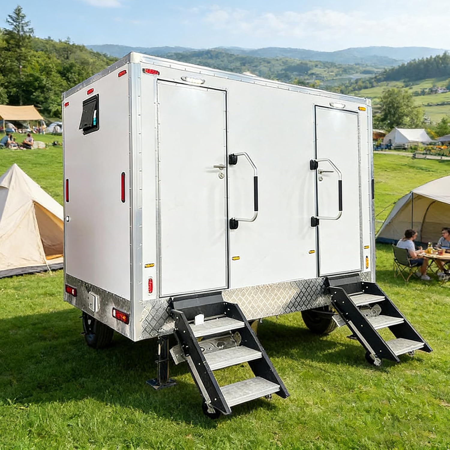 Easy-Tow Portable Restroom Trailer with Lightweight Build, Compact Portable Toilet for Small Events, Camping Trips, and Backyard Parties