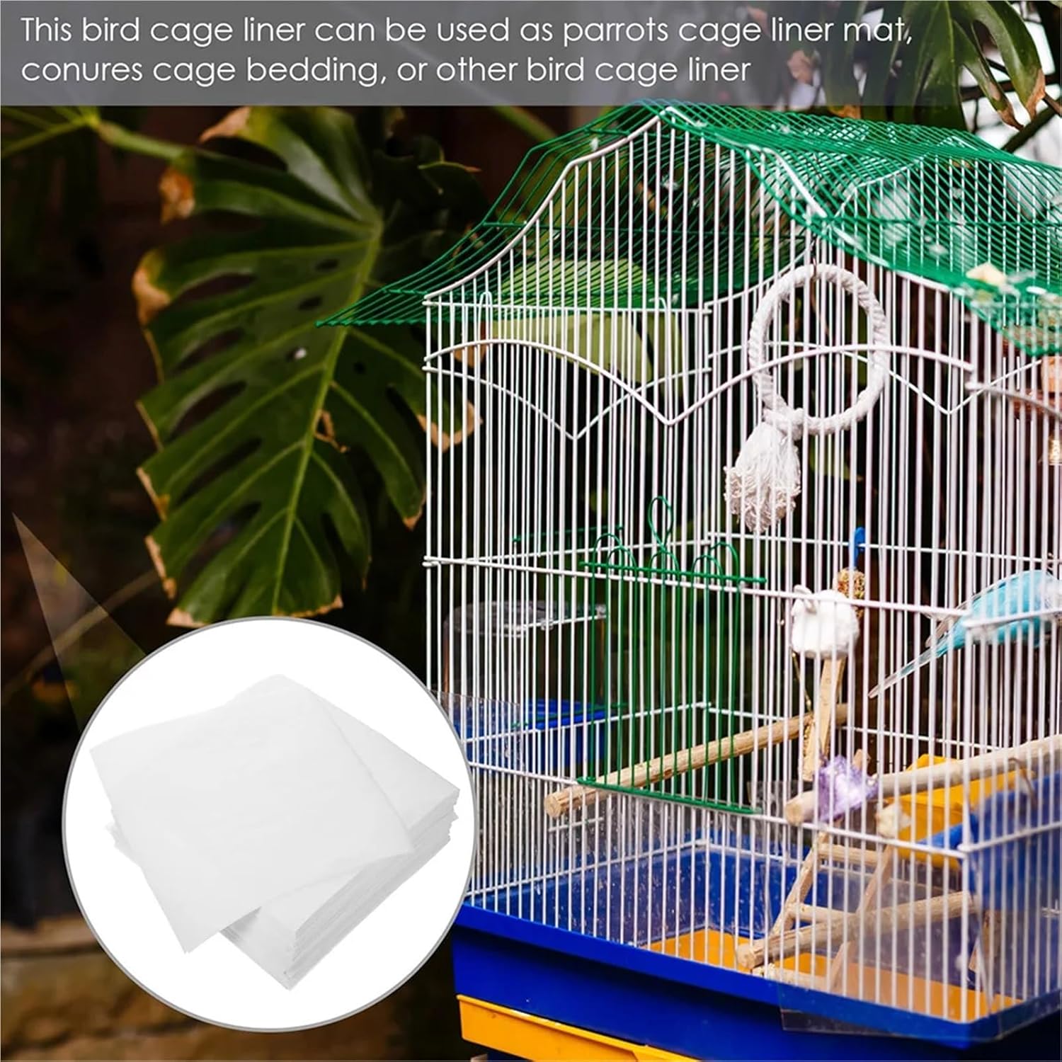 Disposable Bird cage Liner 300Pcs Non-Woven Fabric Bird Cage Liners Absorbent Disposable Parrot Mat Safe for Birds Urine Pad