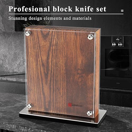 Miniatura 3 de KEEMAKE Juego de bloques de cuchillos de cocina, bloque magnético con 7 piezas ultra afiladas de acero inoxidable de alto carbono 1.4116 cuchillas,