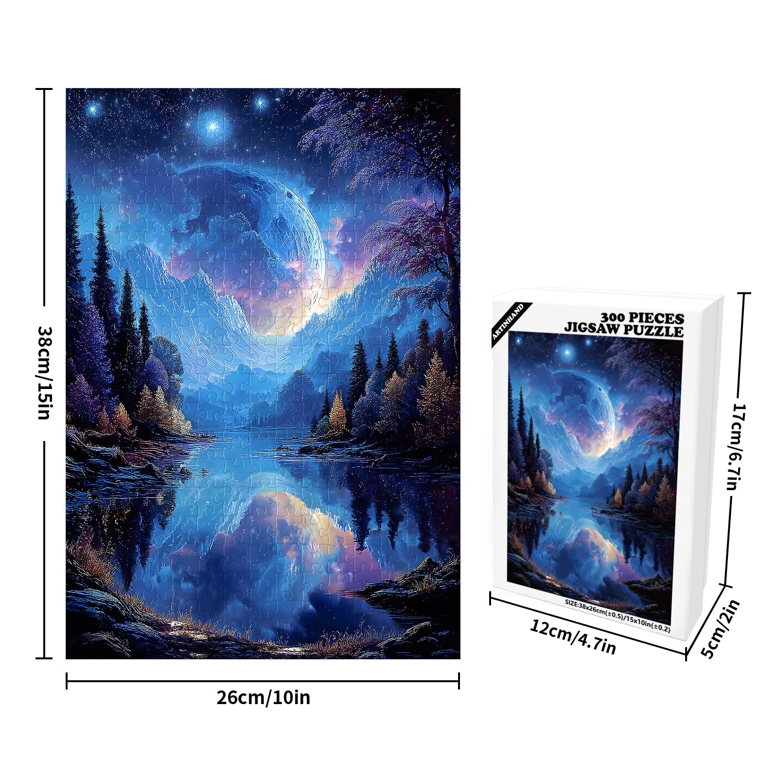 Great Jigsaw Puzzles for Adults 300 Pieces Dreamy Moon Night Challenging Puzzles for Adults Gift for Friends Family Home Decoration Puzzle - Image 2