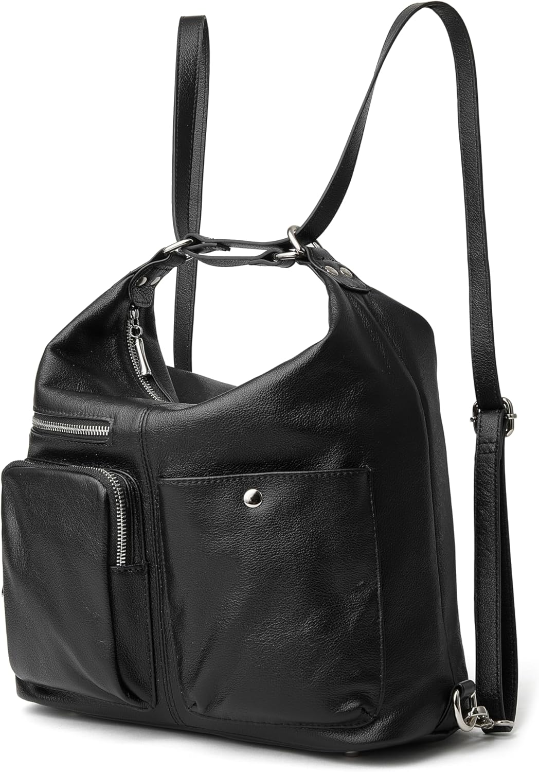 DAILANDO Vintage Multi-Pockets Shoulder Bag, Large Suede Hobo Purse Convertible Backpack with Two Adjustable Straps | Multi functional - Image 9