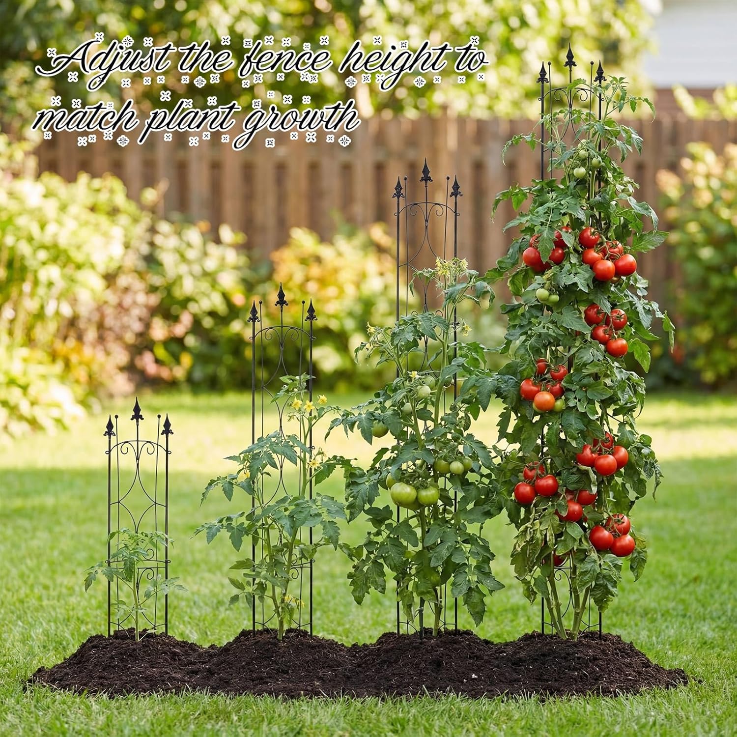 Novabright 5 Pcs 110 x 12 Inch Garden Trellis for Climbing Plants Outdoor Set Metal Tall Plant Trellis Support for Potted Plants Climbing Houseplant Flower with Zip Ties, Nails, Gloves, Plant Clips