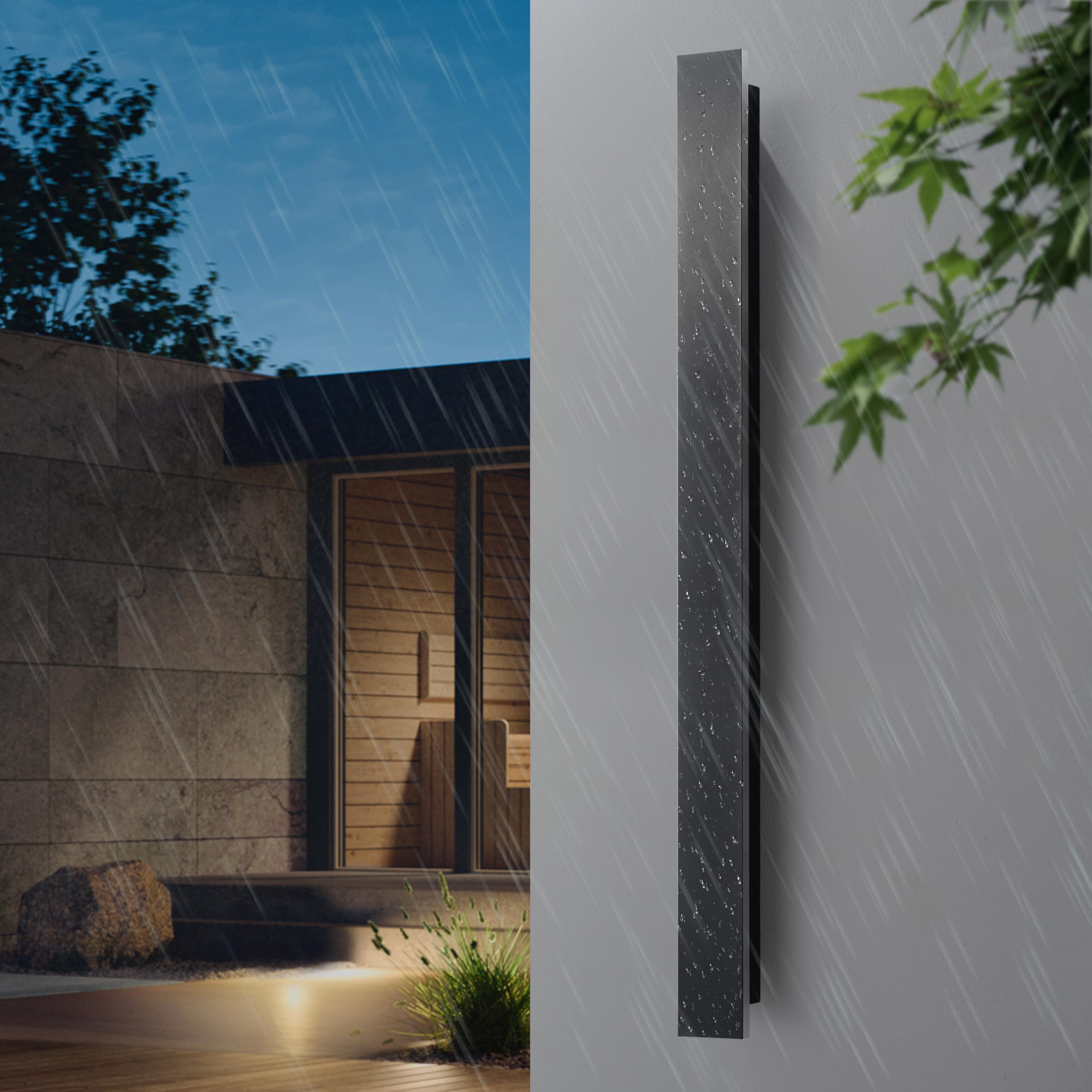 100CM LED Wandleuchte Aussen Lange Wandlampe Schwarz Ip65 3000K | Außenleuchte Außenwandleuchten Hauswand Wasserdicht Outdoor Wand Lampe Terrasse Gärten, Villa , Warmes Licht Anthrazit Innen