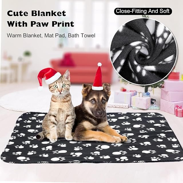 Foto 3 de 6 de PETCUTE Manta para Perros,6 Piezas de Paquete Manta Suave y Cálida para Mascotas con Estampado…