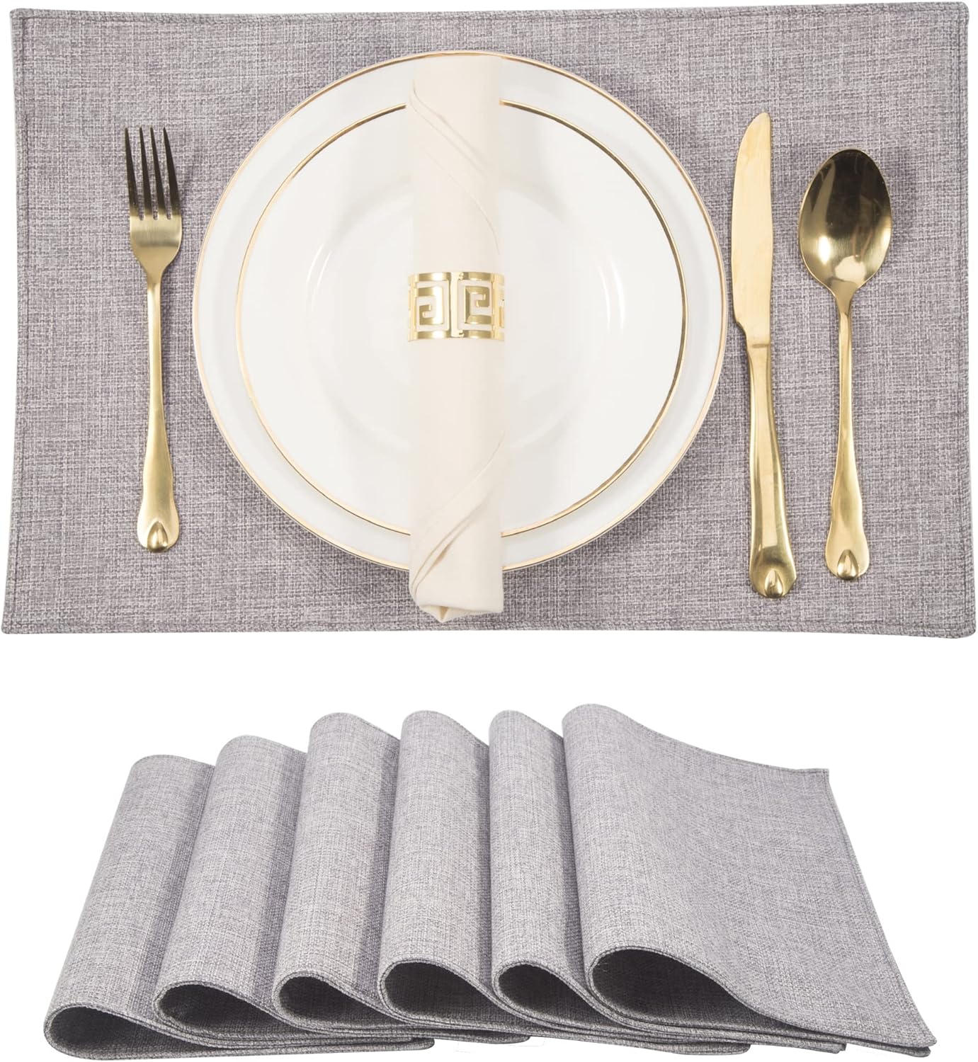 SLKQG Cloth Placemats Set of 6 Double Thickened Easy to