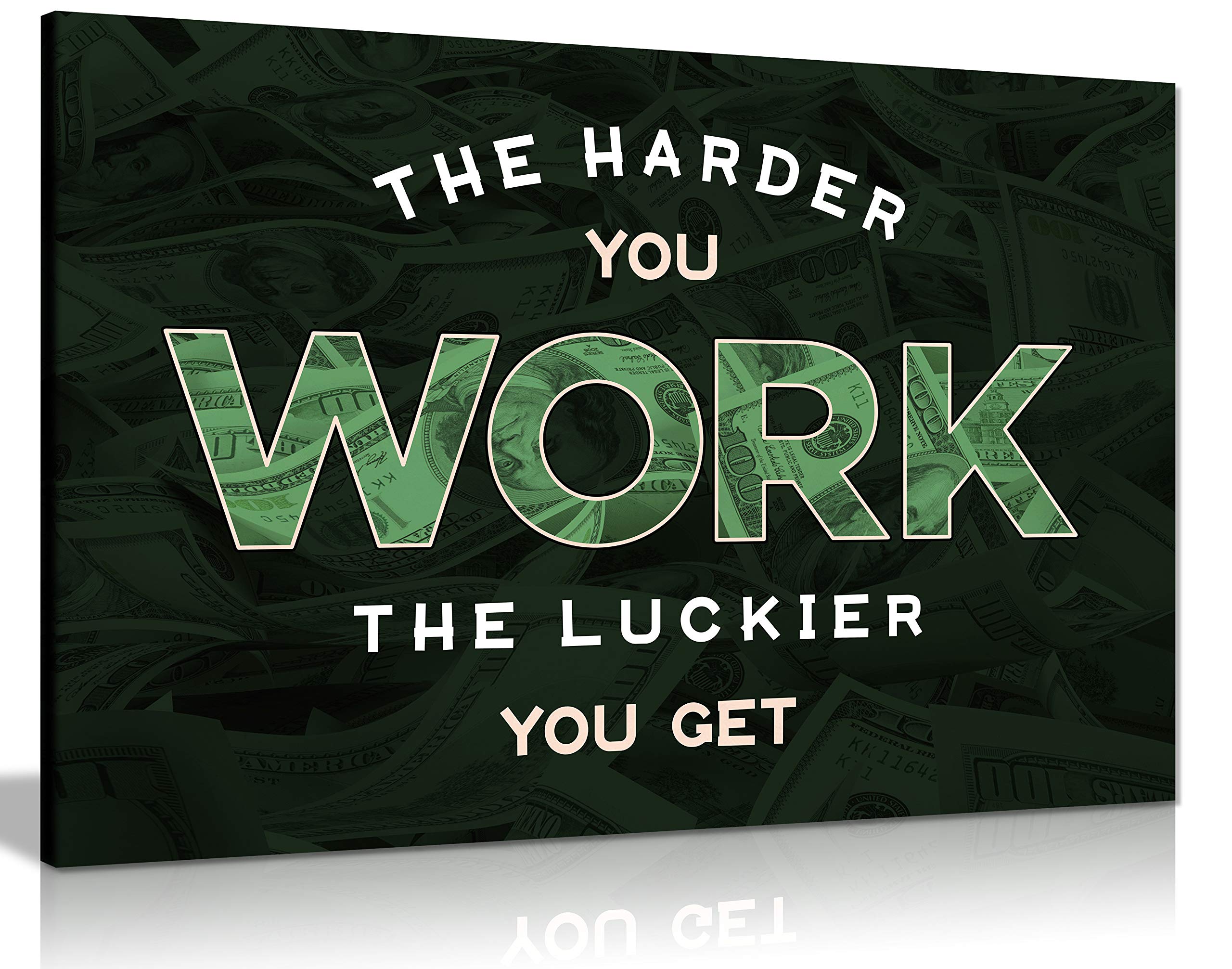 Panther Print The Harder You Work Canvas Wall Art, Beautiful Living Room Framed Art, Inspirational And Motivational Design, The Luckier You Get, Print For Special Occasions (24 X 16 Inch)