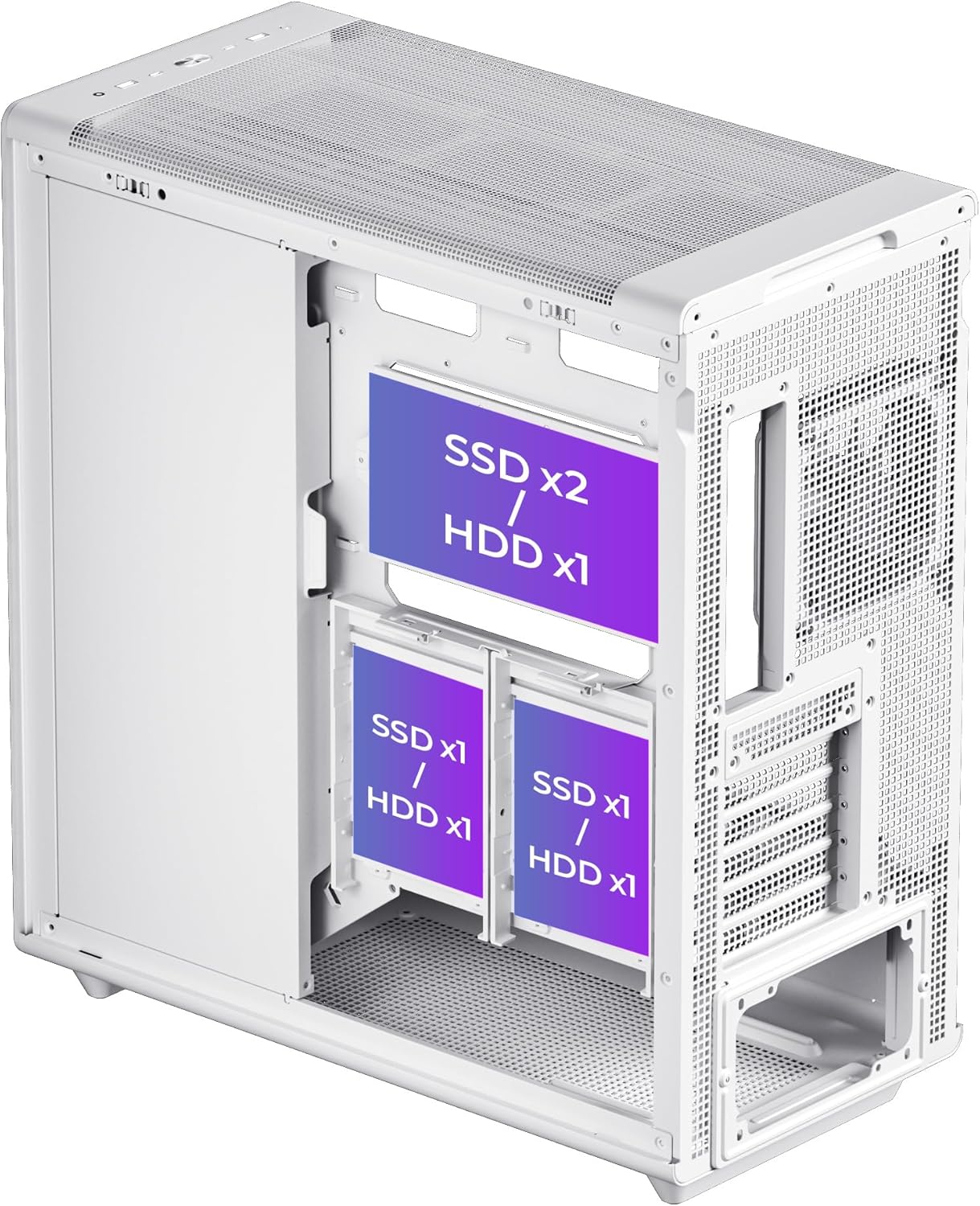 Rosewill Helium Air Mid Tower Gaming Case rear view with drive bays