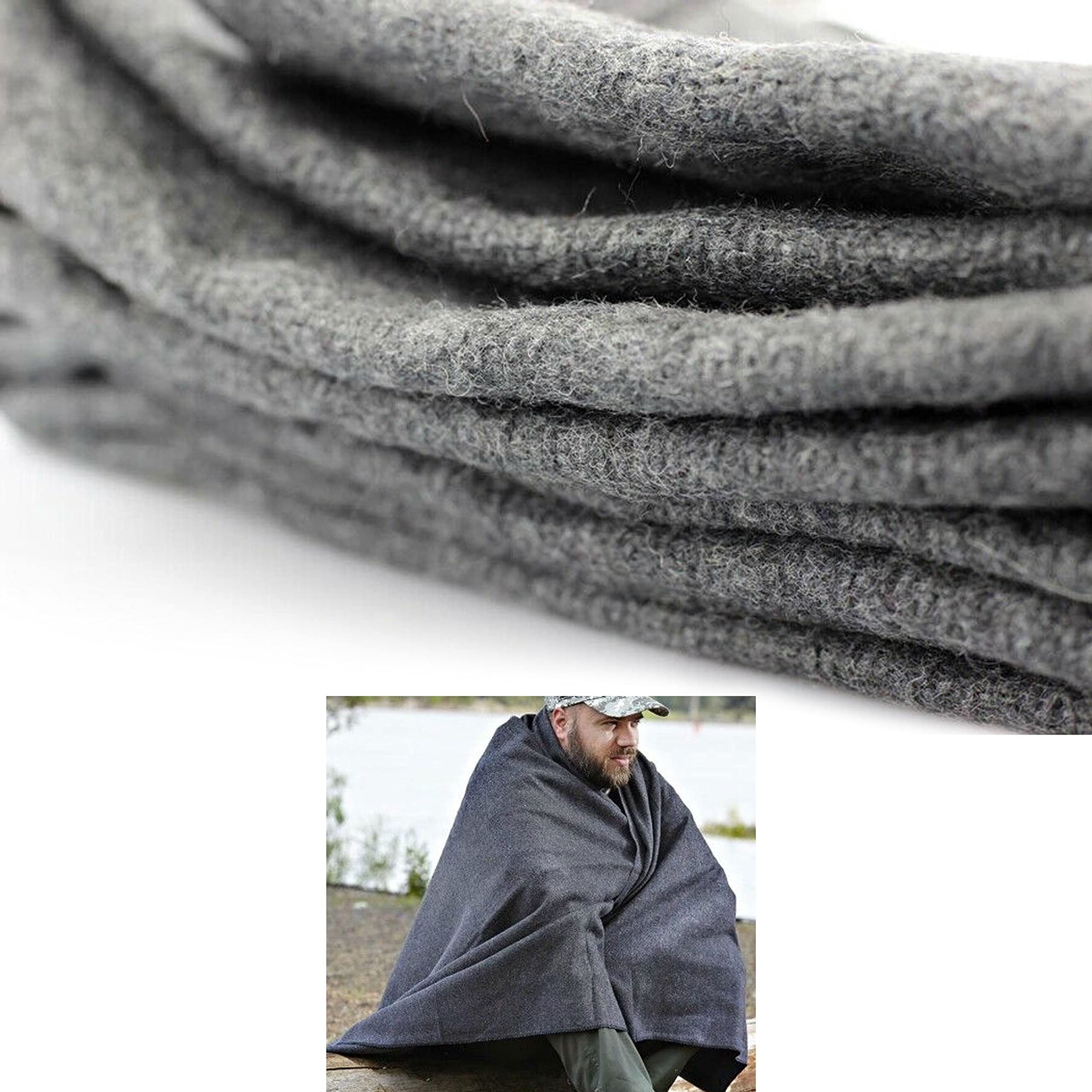 2 Pc Large 2lb Wool Blanket Outdoor Warm Military Emergency Survival Camping 80